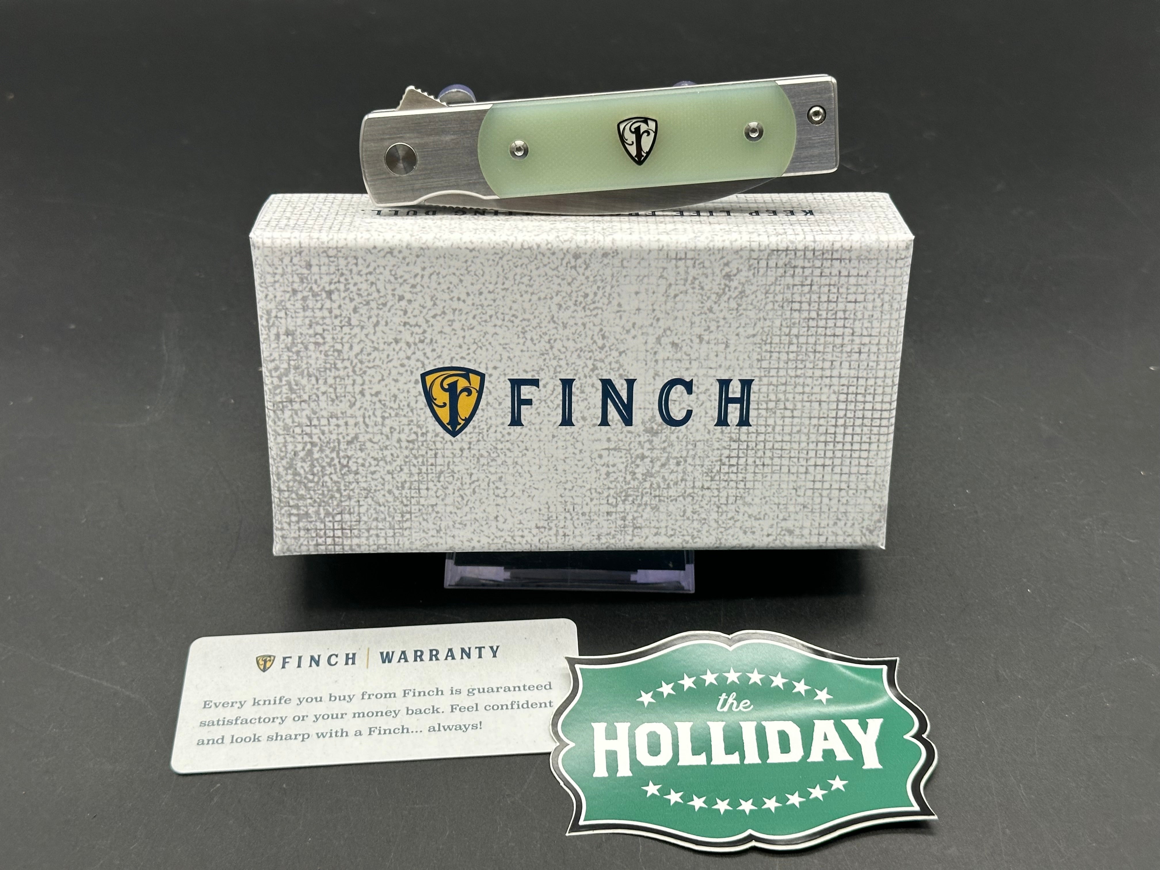 Finch Knives HOLLIDAY Ghost Folding Pocket Knife - Translucent G10 Handle, EDC Utility Blade for Camping, Hiking & Outdoor Adventures