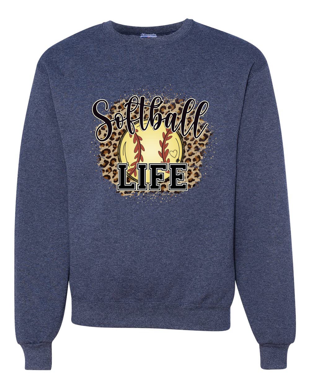 Wild Bobby Softball Life Animal Print Graphic Sweatshirt for Girls & Women - Unisex Crewneck Pullover Hoodie - Perfect for Sports, School & Casual Wear