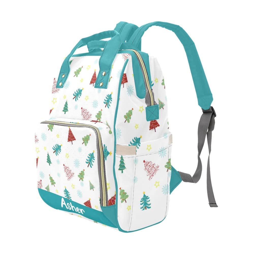 Personalized Christmas Tree Diaper Backpack with Name - Custom Travel Nappy Bag for Moms | Baby Essentials Organizer for Holidays, Outings & Daily Use