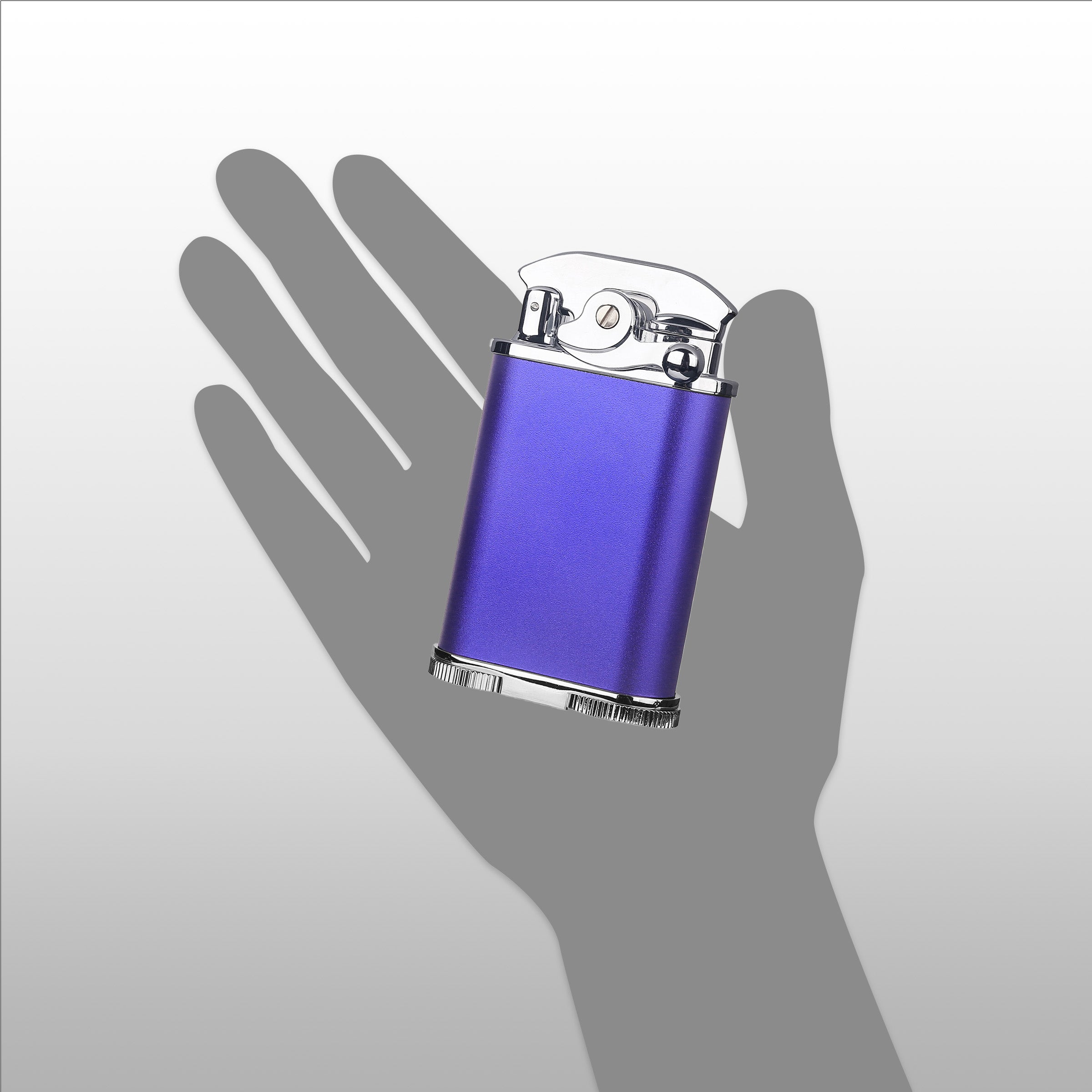 Visol Retro Butane Torch Lighter - Triple Flame Refillable Windproof Lighter with Built-in Cutter & Detachable Poker (Purple & Chrome) - Perfect for Cigars, Camping, BBQ & Outdoor Use