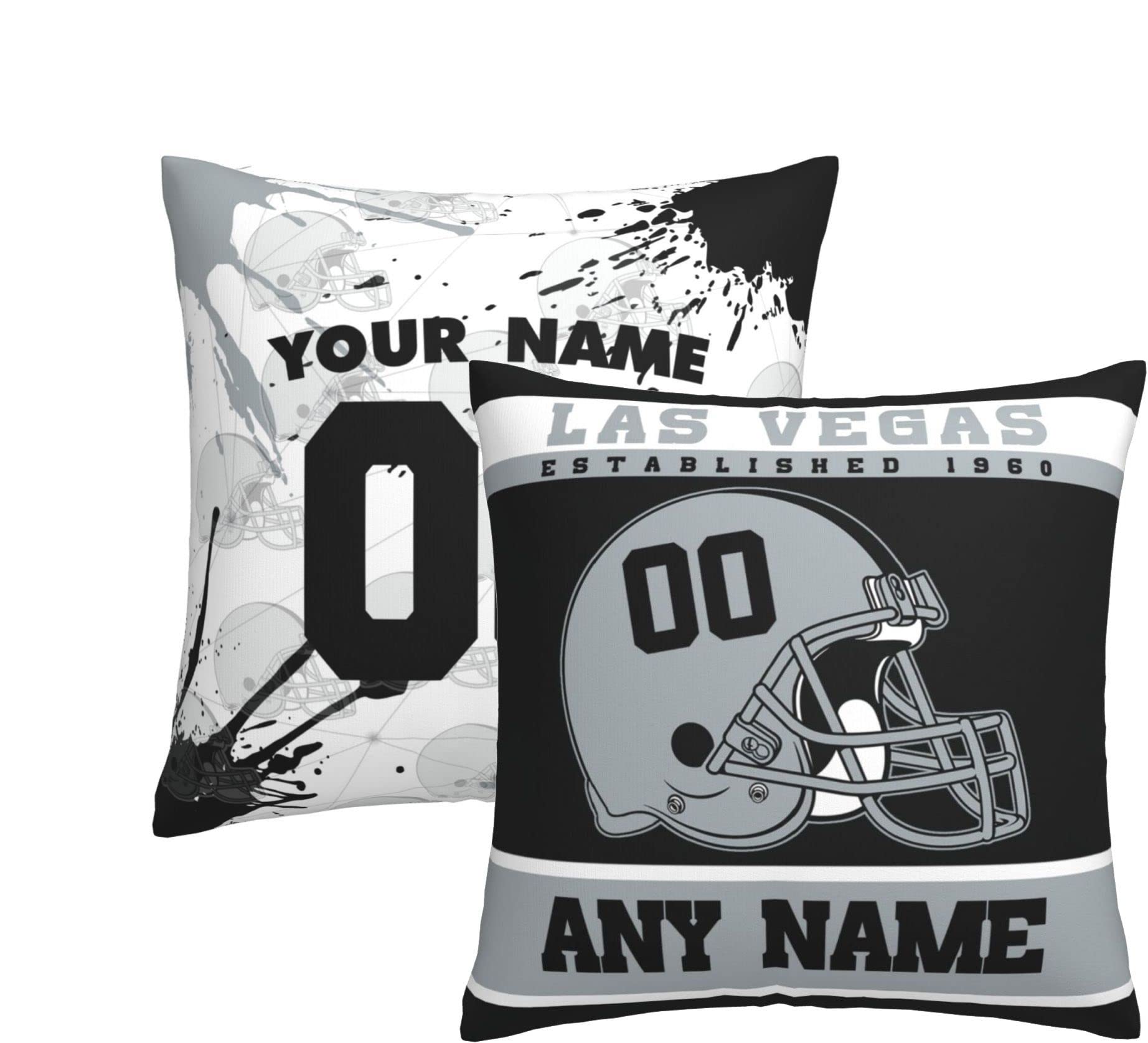 Custom Personalized Football Throw Pillow Covers - 2 Pack with Name & Number (L.V.R) - Perfect for Home Decor, Game Day & Sports Fan Gifts
