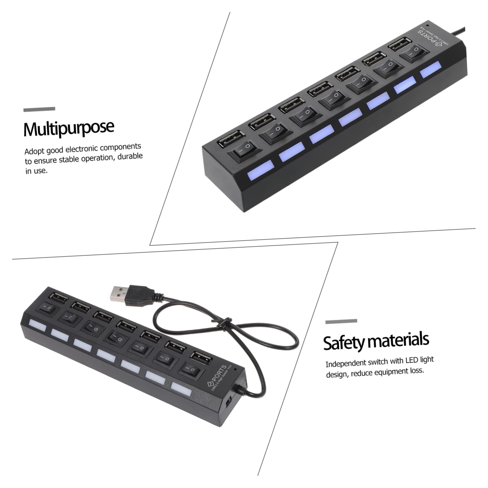 PartyKindom 2-Pack USB Hub Extension Cable with 4-Port Splitter - High-Speed USB 2.0 Adapter for Laptop, PC, Mac - Perfect for Home Office, Gaming Setup & Multi-Device Charging Station
