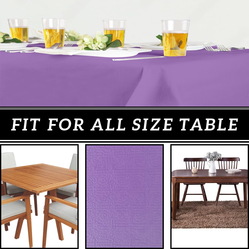 40 Pack Disposable Table Covers 54x108 Inches - 3 Ply Paper & Plastic Tablecloths for Parties, Events, Picnics | Purple Party Decorations & Dining Protection