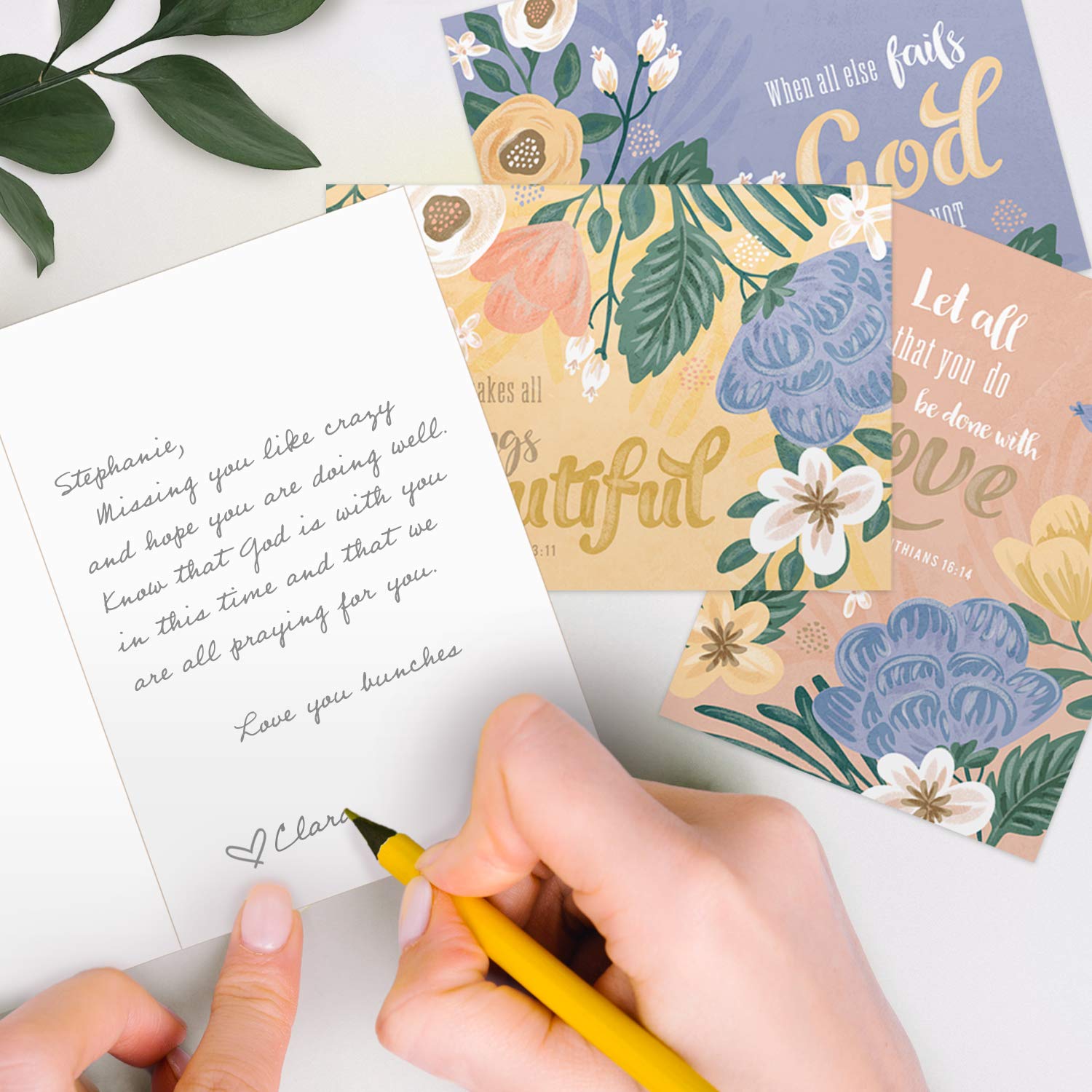 24 Pack Easter Baptism Religious Greeting Cards with Bible Verses - Floral First Communion & Confirmation Note Cards Set (3.5