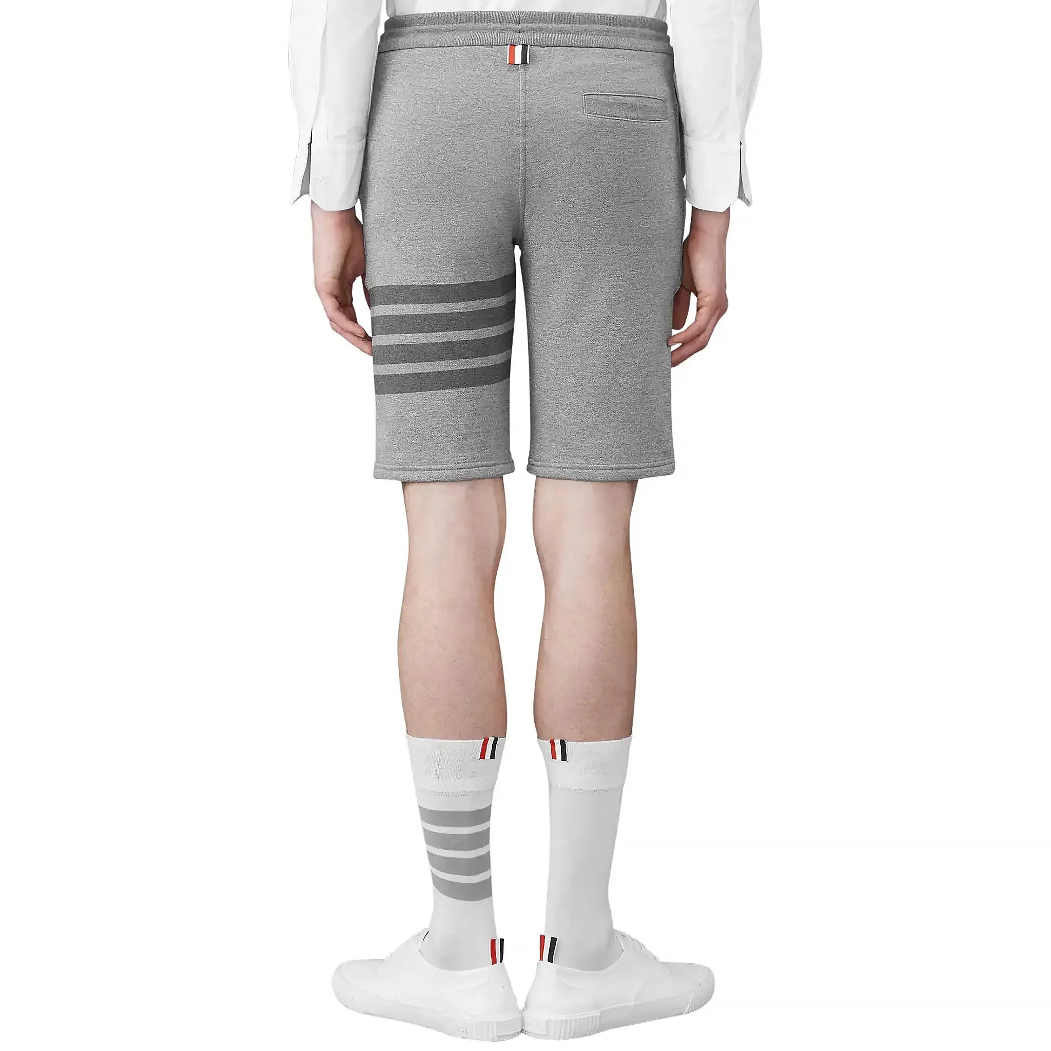 Thom Browne Classic Loopback 4-Bar Grey Sweat Shorts for Men | Premium Cotton Casual Lounge Shorts | Perfect for Gym, Home, and Summer Outings
