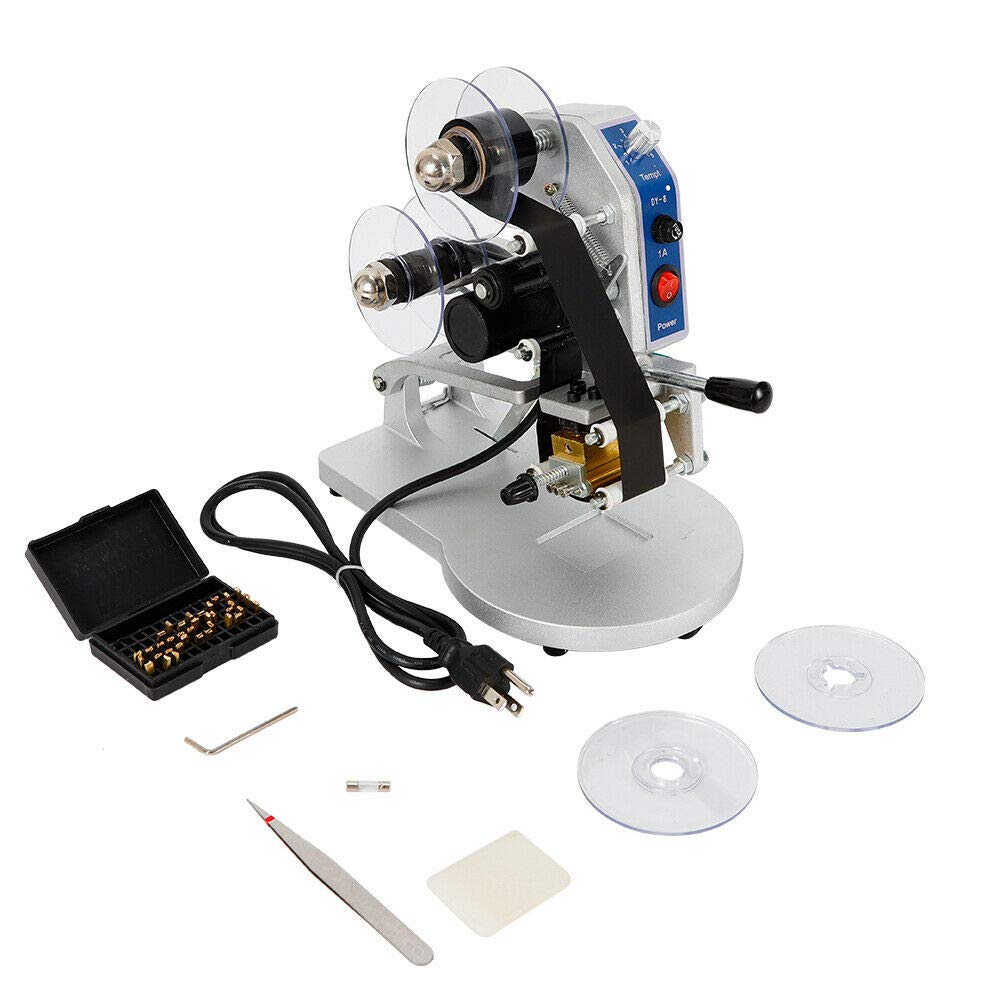 Electric Hot Foil Stamping Machine 110V - Date Code Printer for PVC, Leather, PU & Paper - Perfect for Packaging, Labeling & Product Customization