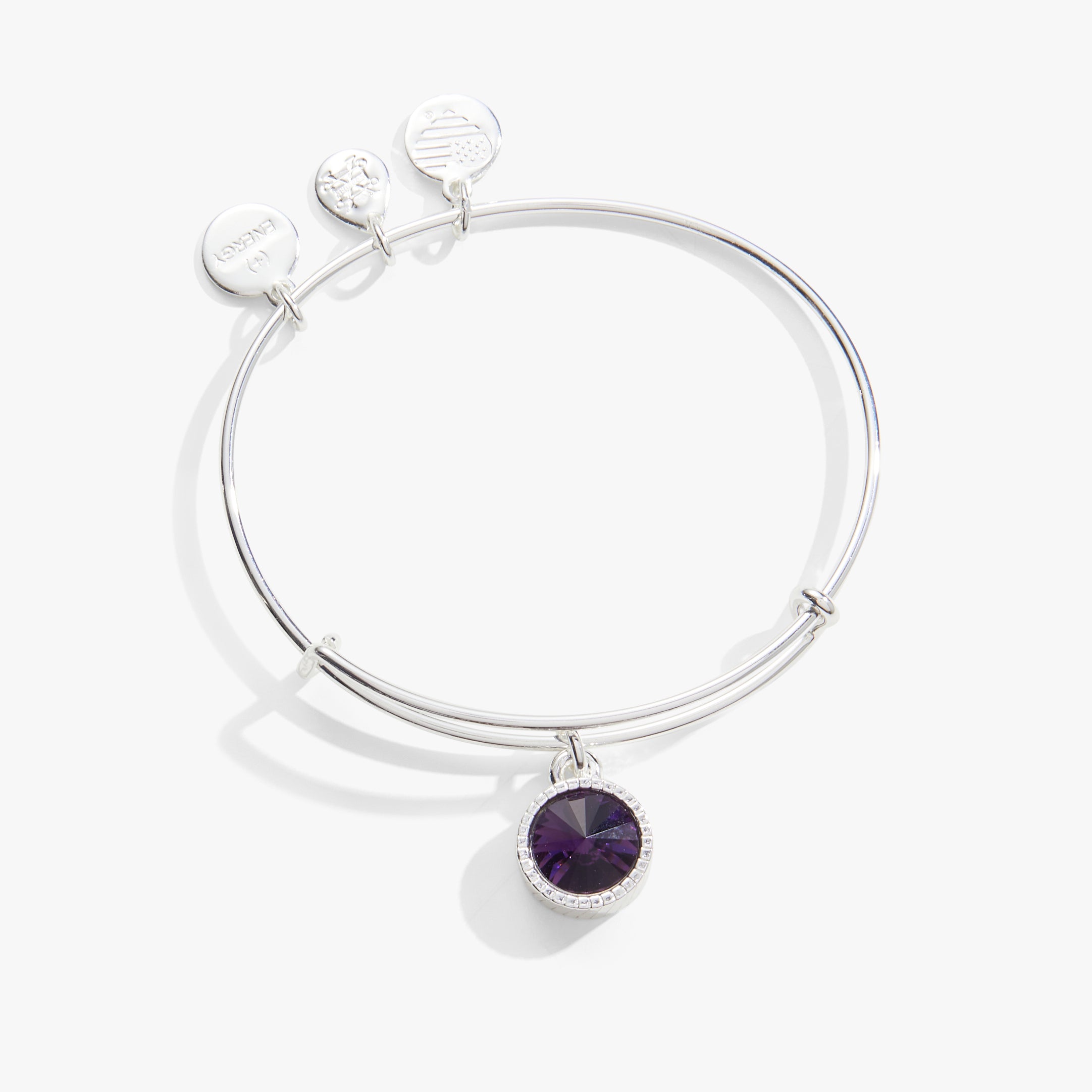 February Birthstone Charm Bangle - Genuine Amethyst Jewelry for Women | Perfect Gift for Valentine's Day, Anniversary & Special Occasions