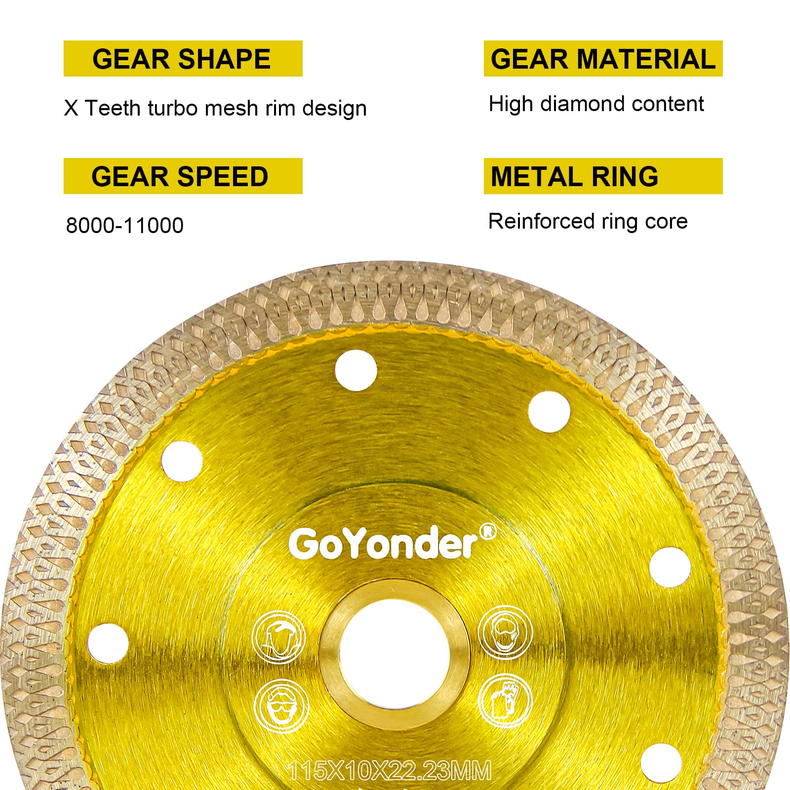 GoYonder 7-Inch Diamond Tile Saw Blade for Angle Grinder - Super Thin Wet/Dry Cutting Disc for Ceramic, Porcelain, Granite & Marble - Professional Tile Cutting Tool (Golden) - Perfect for Bathroom Renovation, Kitchen Backsplash & Flooring Projects
