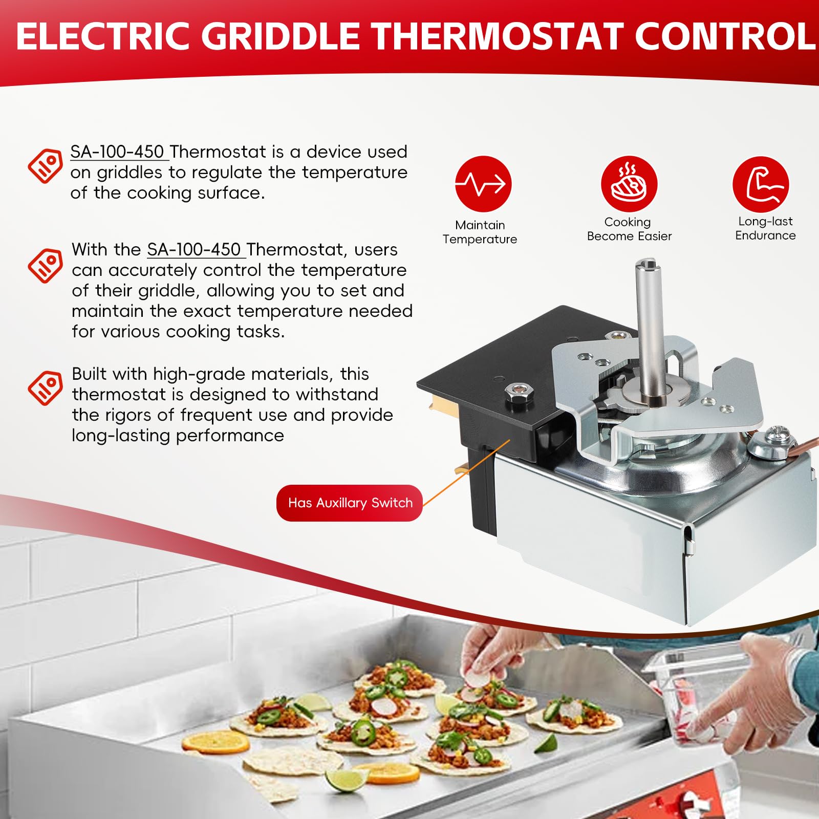 Star Max Griddle Thermostat SA-100-450 & SA-465-36 - Temperature Control Replacement for Star MFG 2T-Z5958, Z5958, AllPoints 46-1368 - Perfect for Commercial Kitchen Griddles & Flat Top Grills