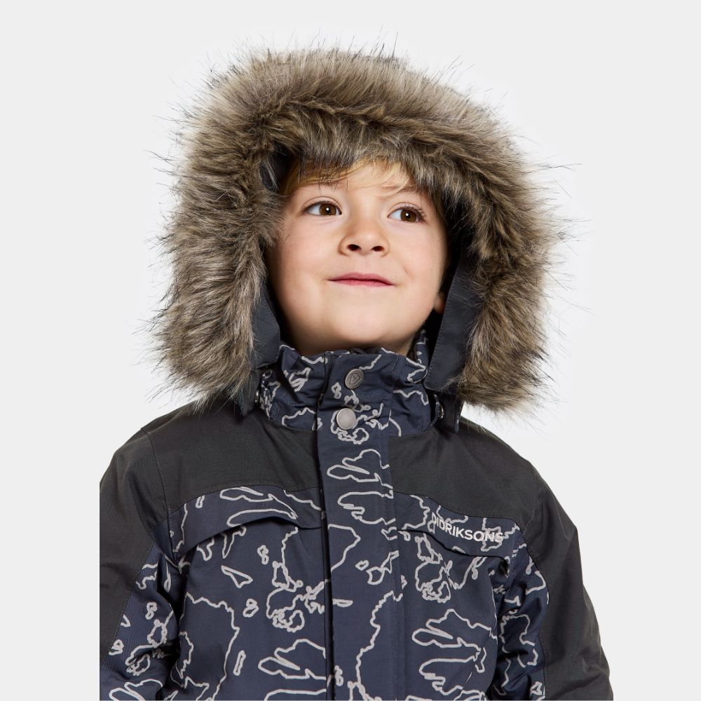 Didriksons Bjarven Special Edition Kids Snowsuit - Waterproof Winter Jacket & Pants Set with Reflective Details (Grundsun Navy) - Perfect for Skiing, Snowboarding & Outdoor Winter Activities