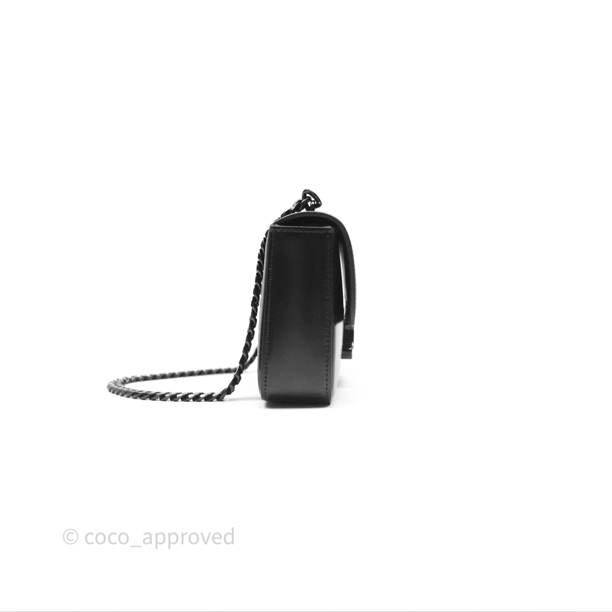 Celine Triomphe Chain Shoulder Bag in So Black Shiny Calfskin Leather - Elegant Crossbody Purse for Women, Perfect for Date Night, Parties & Evening Events
