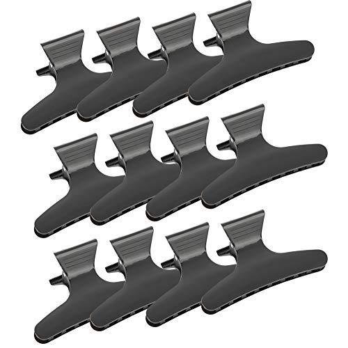 12Pcs Black Butterfly Hair Clips for Women - Non-Slip Hairdressing Accessories, Sectioning Clips for Styling, Curling & Salon Use - Perfect for Hair Styling, Braiding & DIY Hair Care
