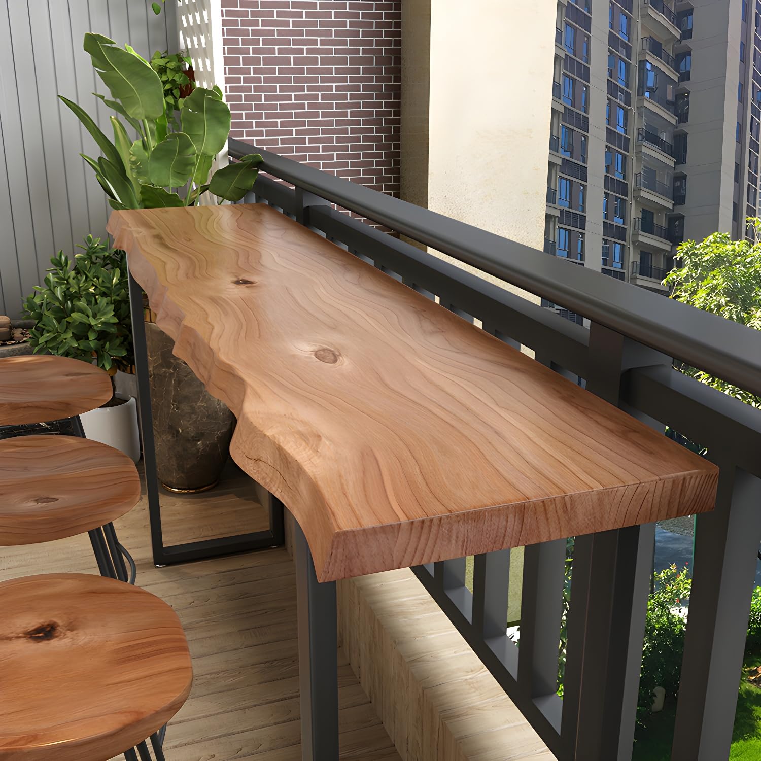 Solid Wood Bar Height Table - Live Edge Sofa Console & Dining Table - Industrial Narrow Bar Top Table (47.2