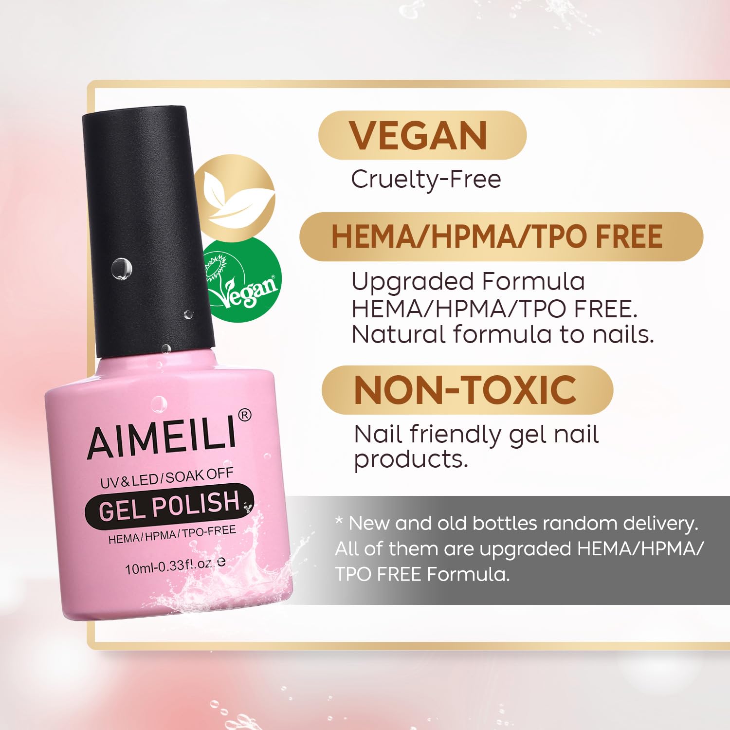 **AIMEILI HEMA-Free Gel Nail Polish Kit - 4 Colors (Pink, Purple, Blue, Silver Glitter) | Soak Off UV/LED Cured Manicure Set for Women | Perfect for Summer Nails, Party & Salon Designs**