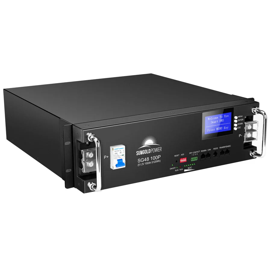 48V 100AH LiFePO4 Lithium Battery Rack Mount - UL1973 & UL9540A Certified for Solar Energy Storage, Data Centers & Home Backup Power Systems