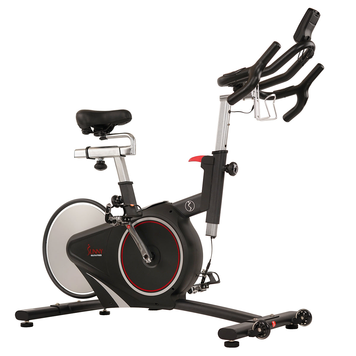Magnetic Rear Belt Drive Stationary Exercise Bike with LCD Monitor & Cadence Sensor - 350 lbs Weight Capacity for Home Gym, Cardio Workout & Indoor Cycling Training
