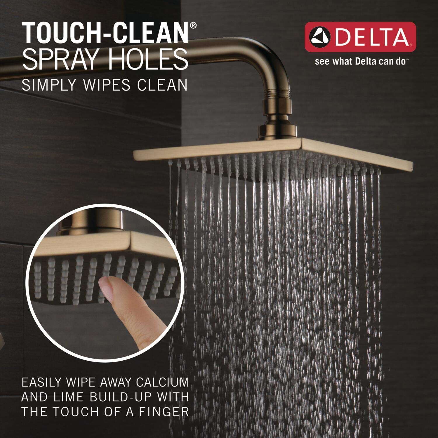 Delta Vero 14 Series Single-Function Shower Faucet Set with Rain Shower Head in Champagne Bronze - T14253-CZ (Valve Not Included) | Modern Bathroom Upgrade for Spa-Like Experience
