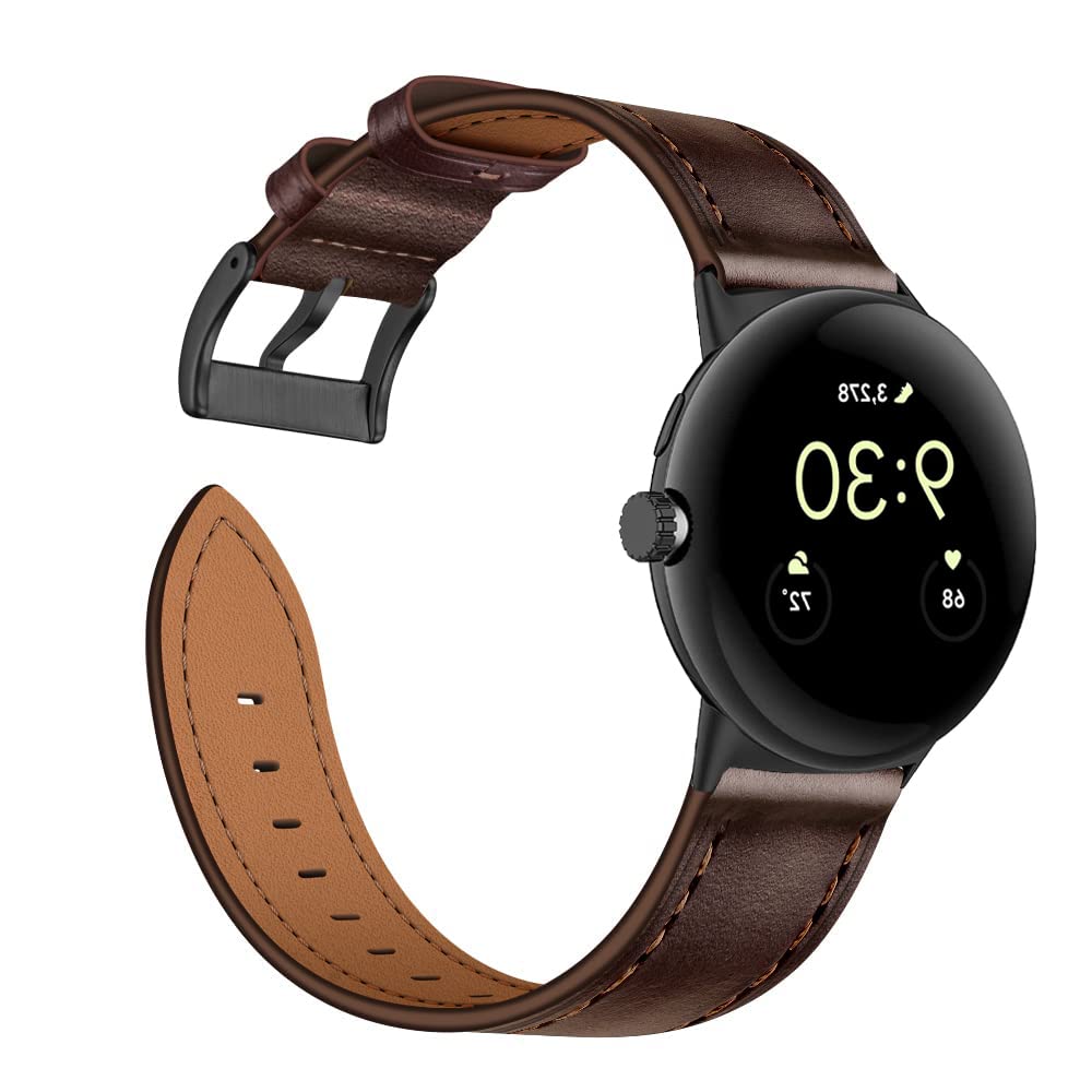 **Premium Genuine Leather Bands for Google Pixel Watch - Adjustable Clasp Strap for Men & Women - Perfect for Work, Gym & Everyday Wear**
