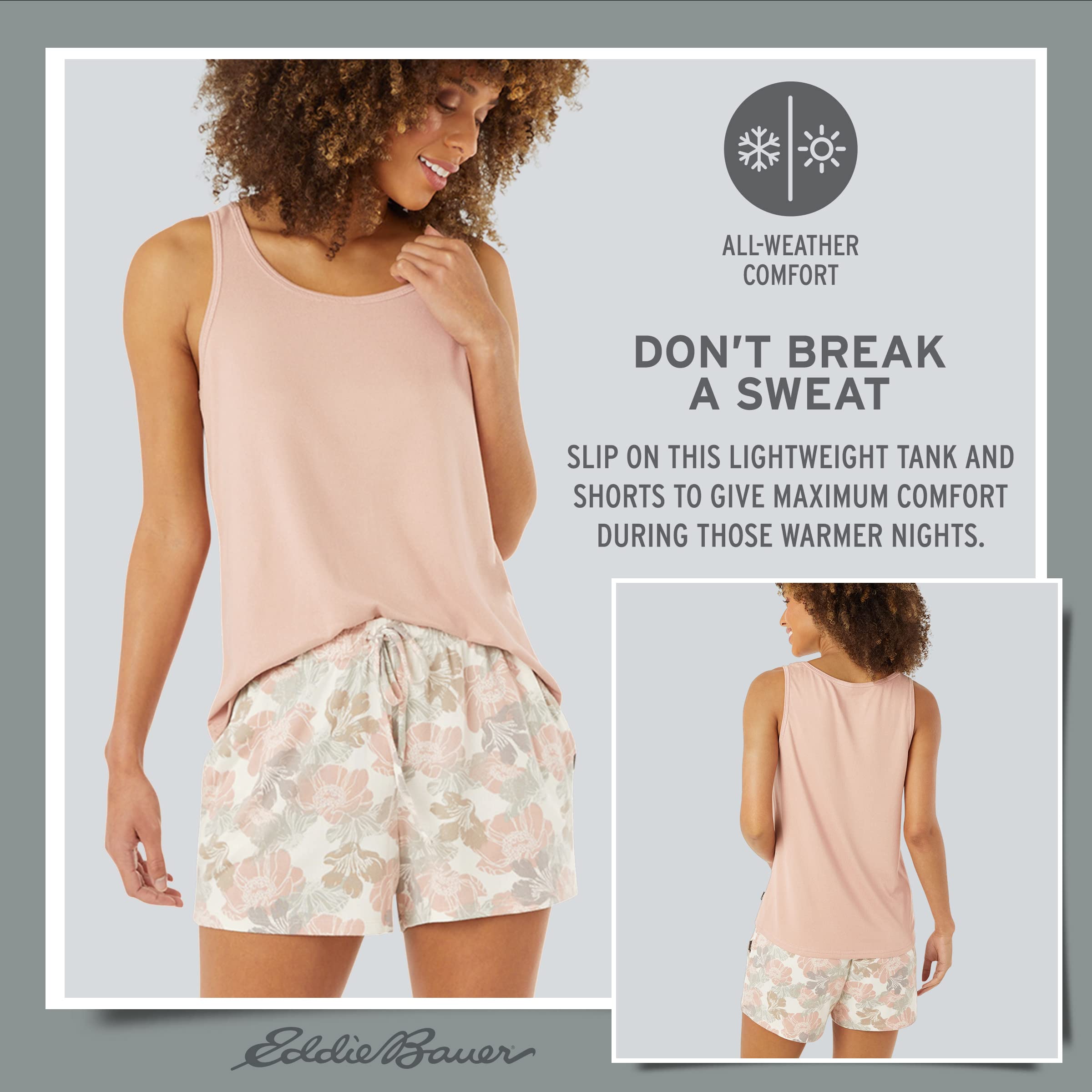 Eddie Bauer Women's 4-Piece Pajama Set - Long Sleeve Crewneck Top & Jogger Pants - Soft Cotton Sleepwear for Lounge & Bedtime - Perfect for Relaxing at Home or Gift Giving
