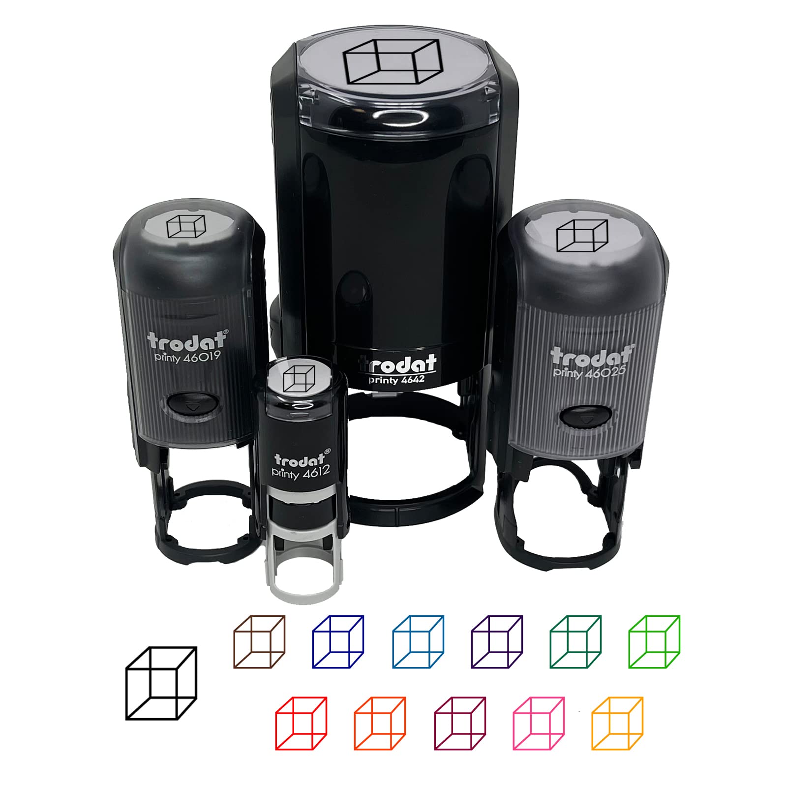 1 Inch Medium Cube Box Outline Self-Inking Rubber Stamp - Black Ink Stamper for Crafting, Scrapbooking, Planner Decoration & DIY Projects - Perfect for Journals, Cards, Gift Wrapping and Office Use