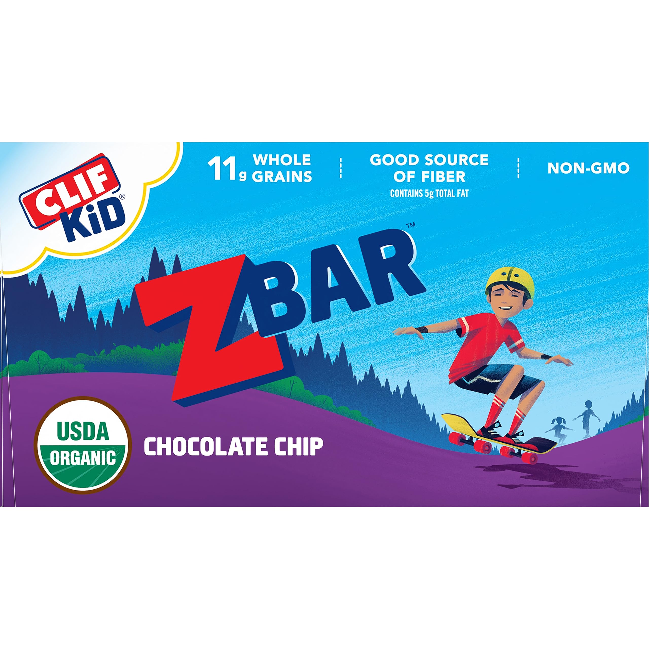 Organic CLIF Kid Zbar Chocolate Chip Snack Bars - 18 Pack for School Lunches & Outdoor Activities