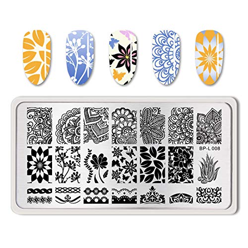 Floral Geometric Nail Stamping Plates Kit for DIY Manicure Designs at Home
