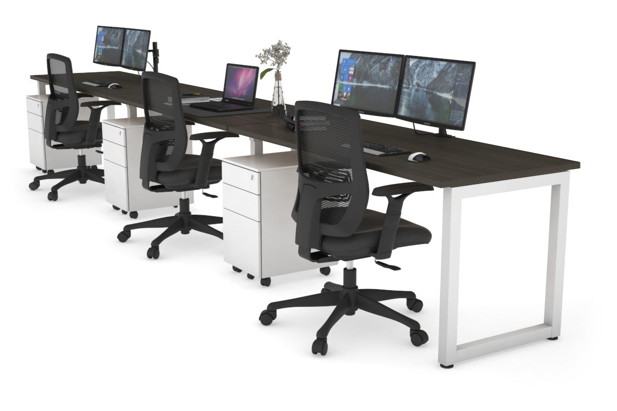 Quadro Loop Legs 3-Person Office Workstation - 1600L x 700W Dimensions - Perfect for Collaborative Workspaces & Open Office Layouts