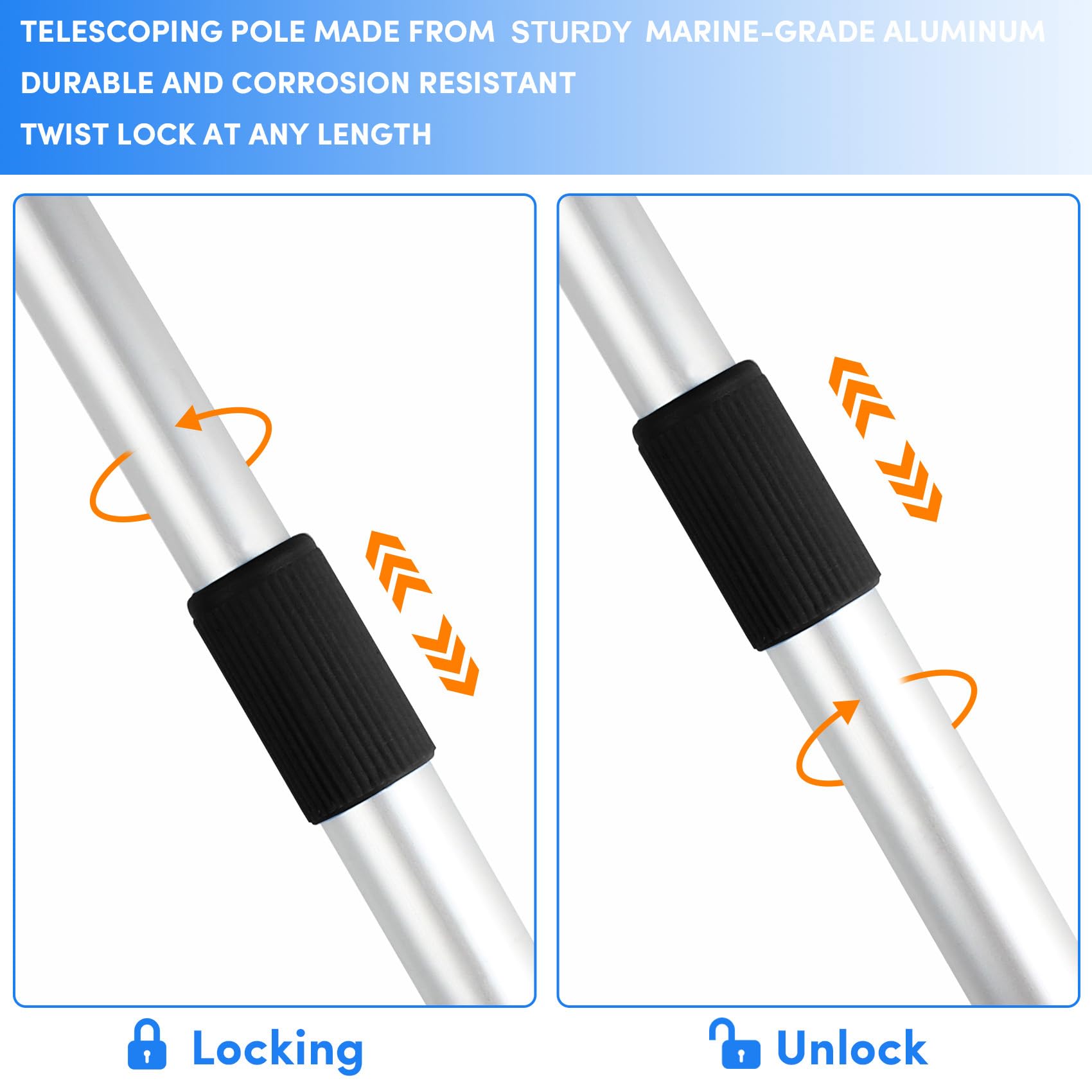 Premium Aluminum Boat Cover Support Poles 2-Pack - Adjustable Height 22” to 57.5” with Heavy-Duty Webbing Straps (Black) - Perfect for Marine Storage, Winter Boat Protection & RV Cover Support