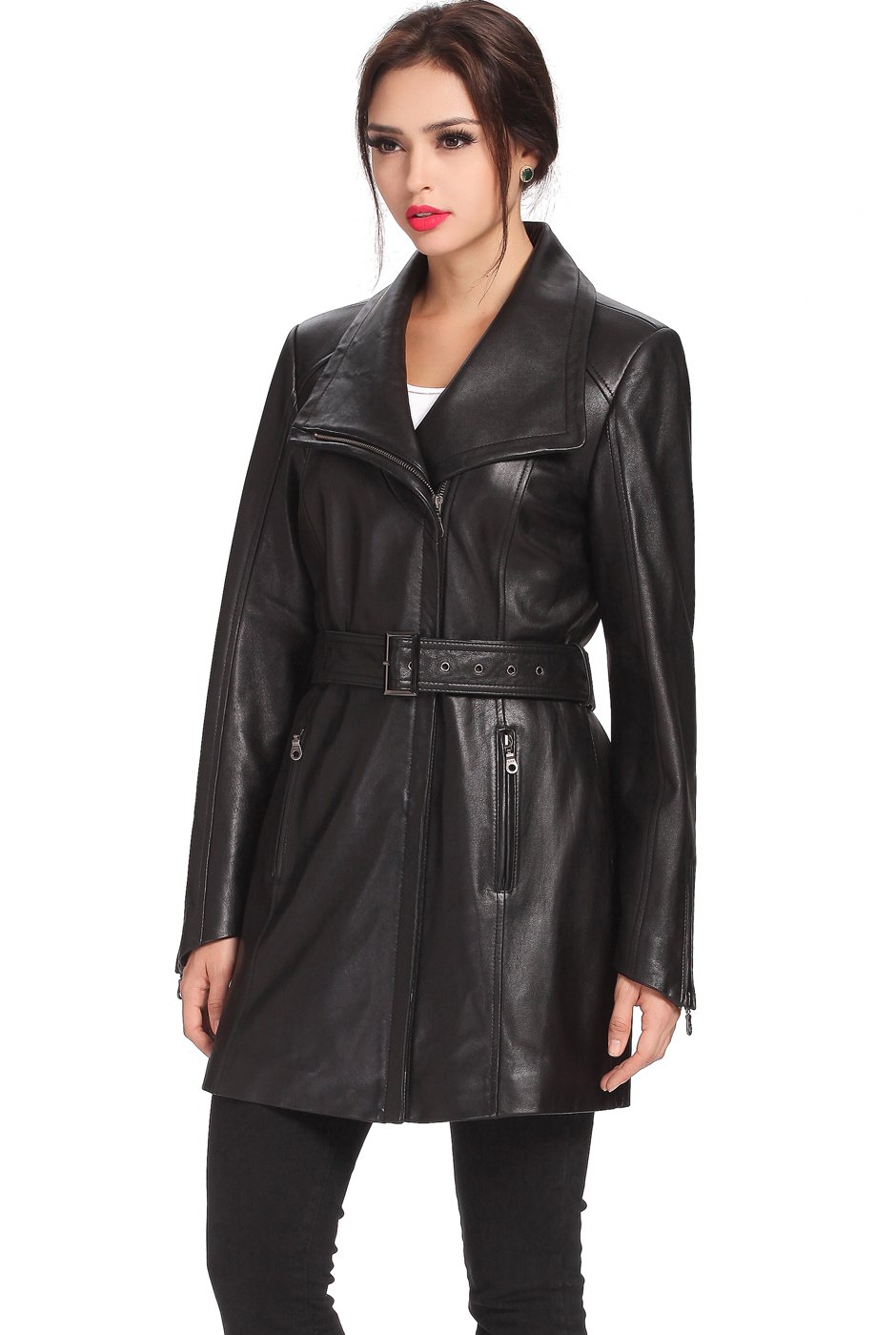 BGSD Women's Fiona Lambskin Leather Trench Coat - Classic Long Jacket for Fall & Winter (Petite Sizes Available) | Perfect for Office, Date Night & Formal Occasions