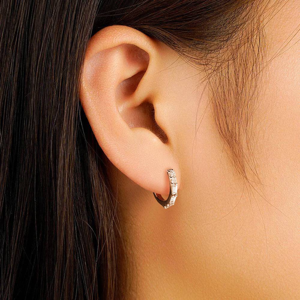 Eternal Radiance Hoop Lab-Grown Diamond Earrings for Women | 14K Gold Hypoallergenic Stud Earrings | Perfect for Weddings, Anniversaries & Special Occasions