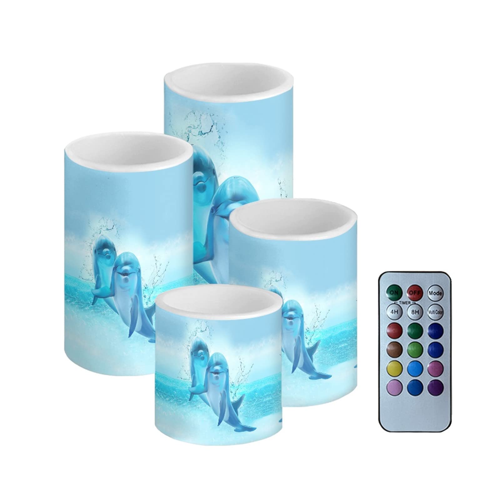 Blue Dolphin LED Flameless Candles with Remote - Romantic Valentine's Decor