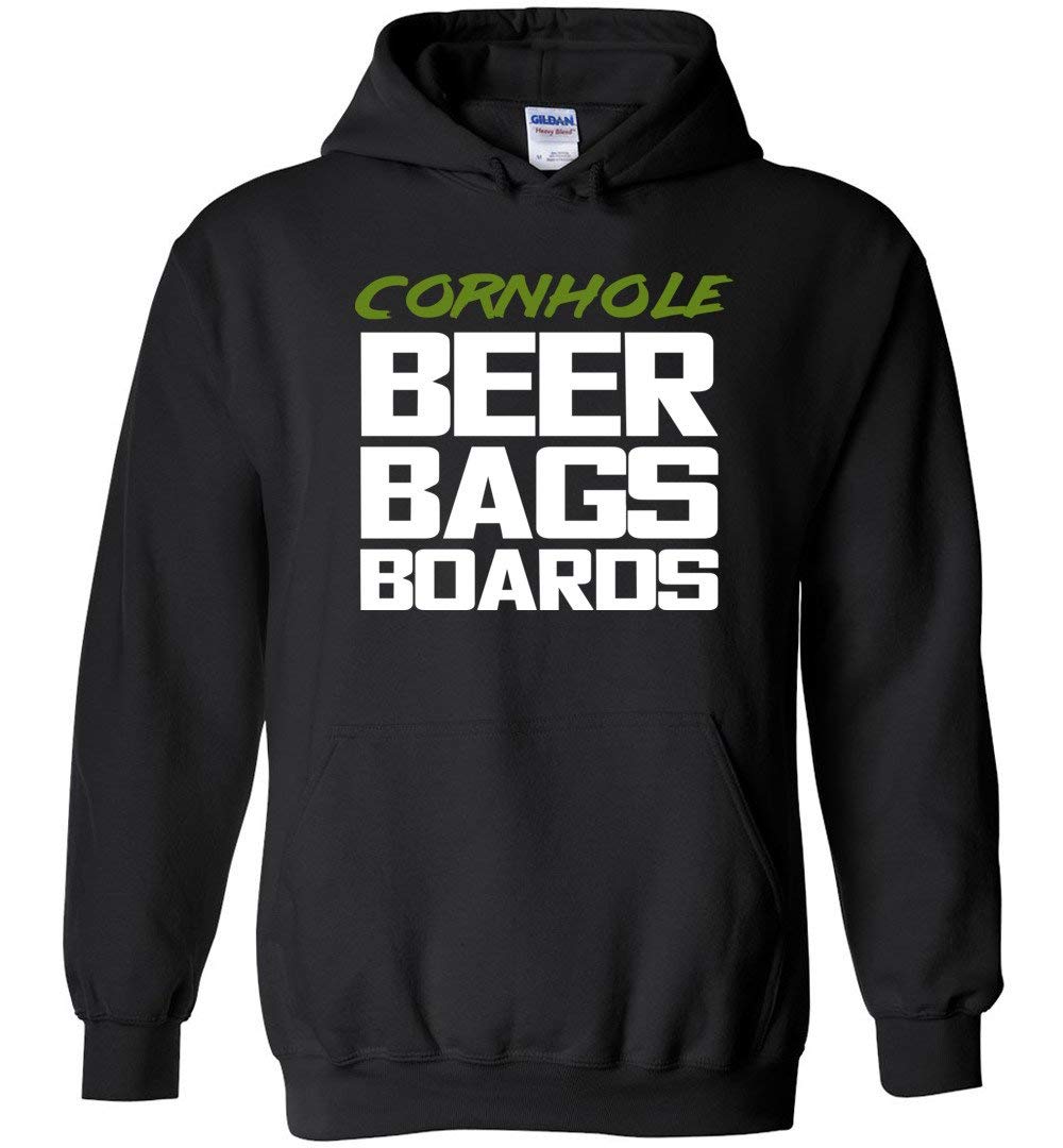 Funny Cornhole Beer Bags Game Set with Boards & Hoodie - Perfect Gift for Dad, Husband, Beer Lovers - Great for Backyard Parties, Tailgating & Outdoor Games