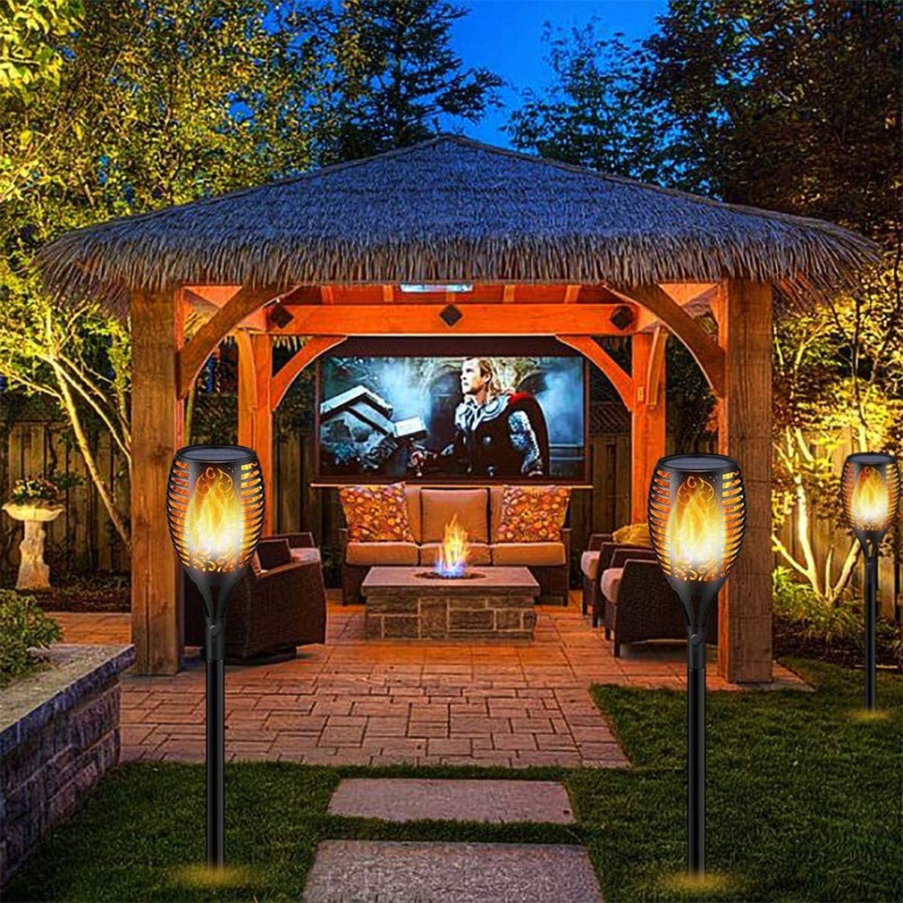 2 Pack Solar Outdoor Torch Lights - 33 LED Flickering Flame Effect, Waterproof Landscape Lighting with Auto On/Off for Garden, Patio, Pathway, Yard Decoration - Perfect for Backyard Parties & Evening Ambiance