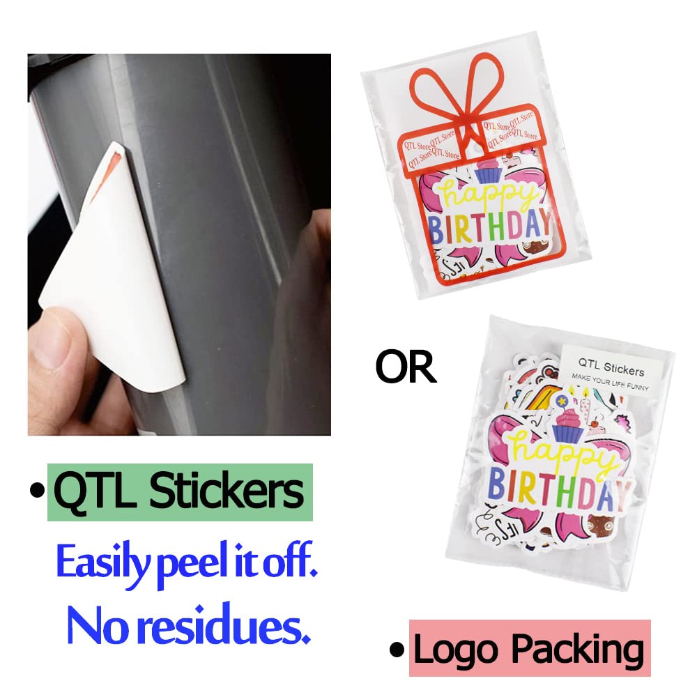 QTL Waterproof Stickers for Kids - 50PCS Cute Party Stickers for Scrapbooking, Birthday Cards, Classroom Rewards & Student Activities | Perfect for DIY Crafts, School Projects & Party Favors