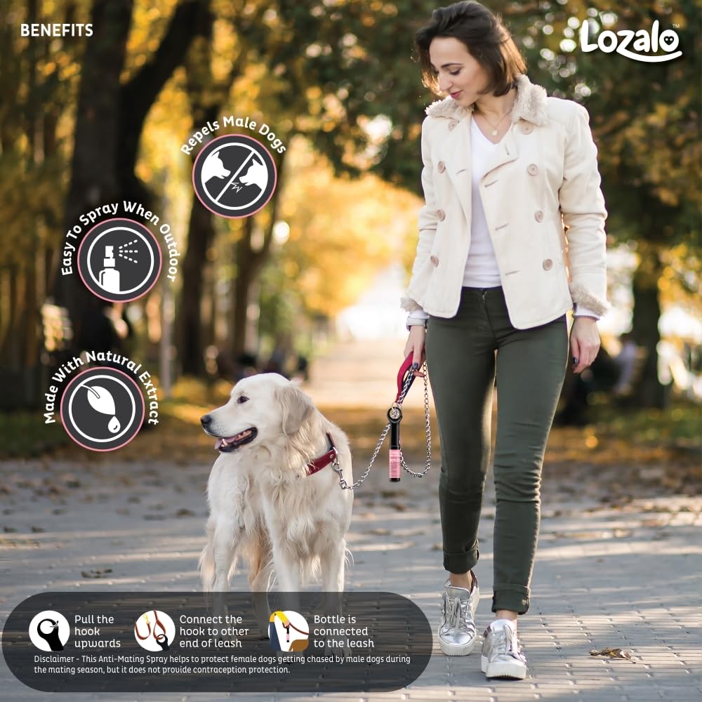Lozalo Not Now Anti Mating Spray for Female Dogs - 44ml (2x22ml Combo Pack) | Natural Male Dog Repellent with Turmeric & Eucalyptus Oil | Safe for All Dog Breeds | Perfect for Heat Cycles, Training & Outdoor Protection