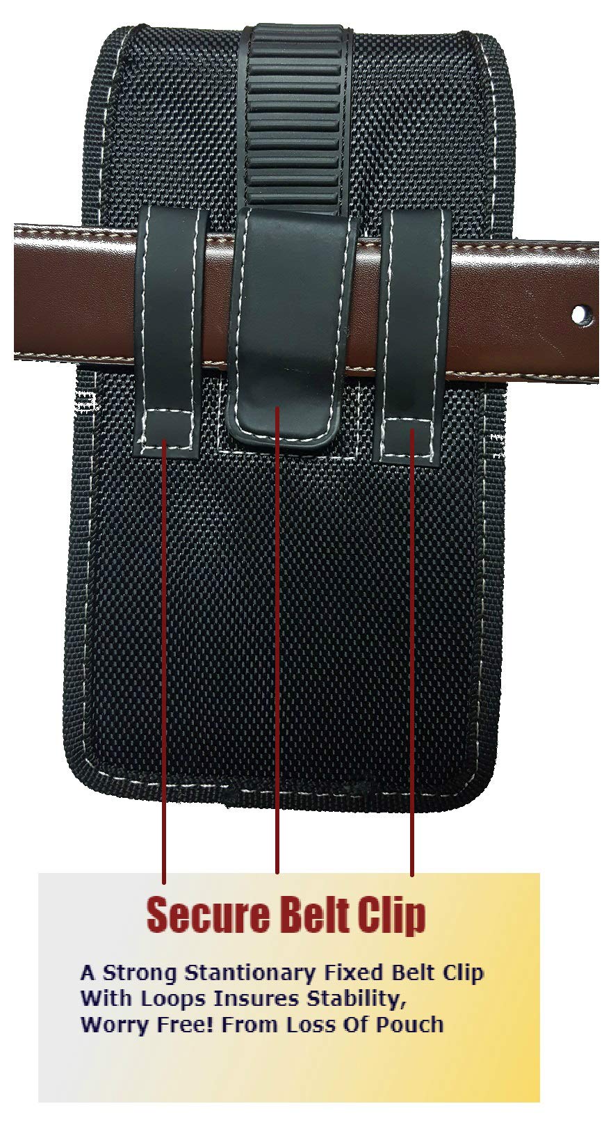 Durable Nylon Phone Holster Pouch for Otterbox Commuter/Defender - Compatible with Samsung Galaxy S25/S24/S23/S22/S21/S20 Plus | Heavy-Duty Belt Loop Clip | Secure Magnetic Closure | Vertical Black Design | Perfect for Outdoor Activities, Construction Work & Hands-Free Convenience