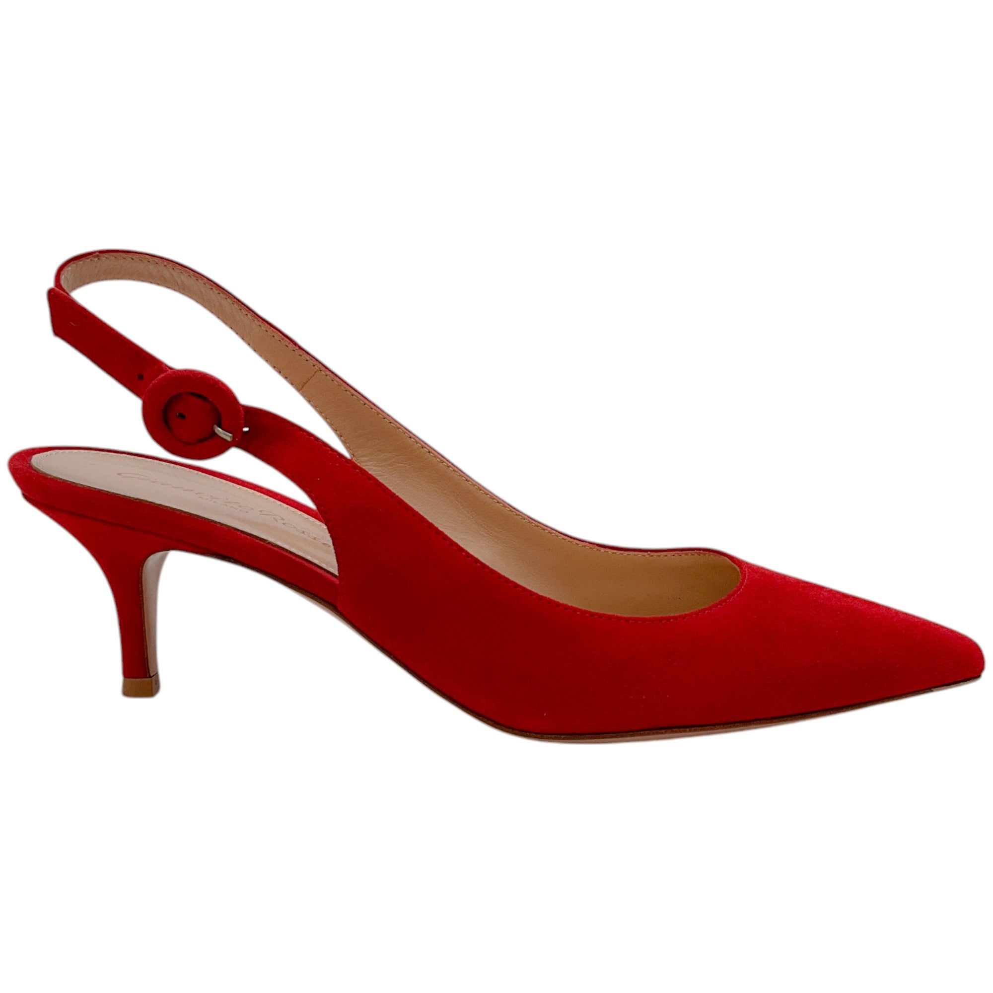 Gianvito Rossi Tabasco Red Suede Anna Slingback Pumps - Women's Luxury High Heels for Party, Wedding & Evening Events | Elegant Dress Shoes for Special Occasions