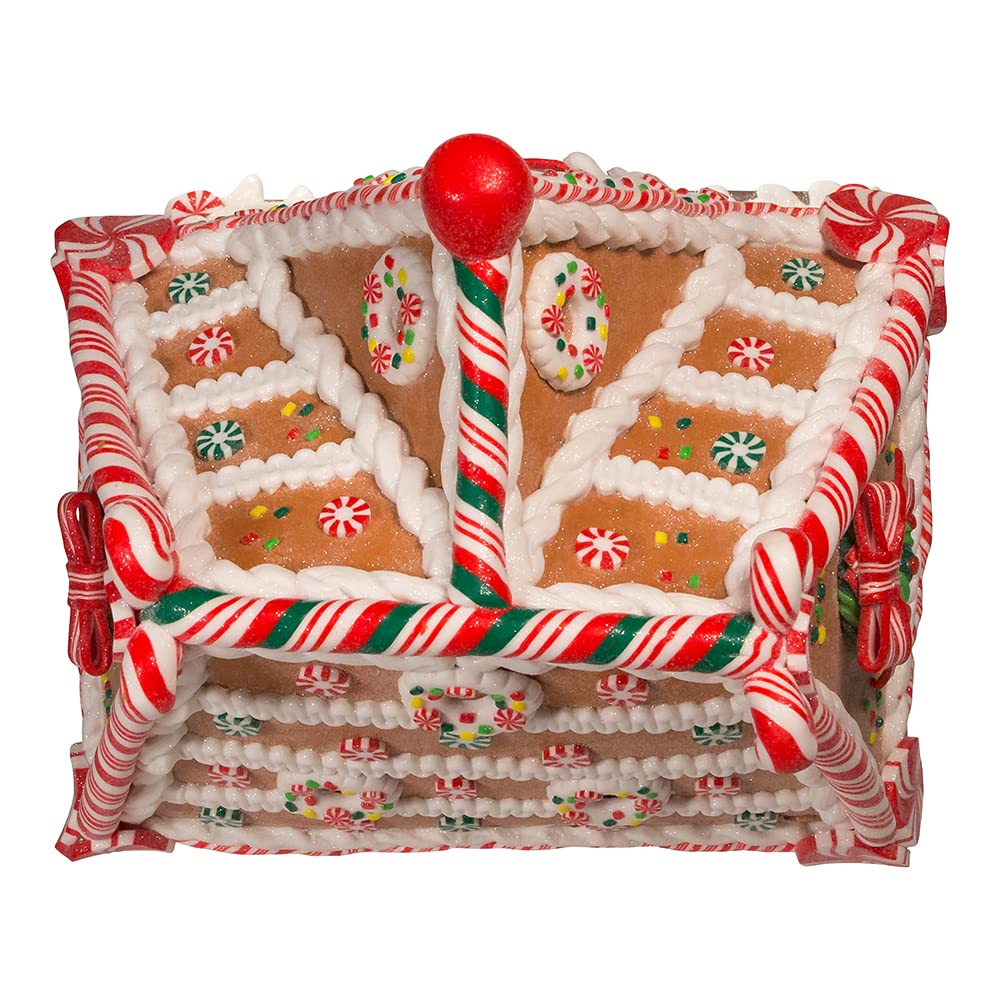 Kurt S. Adler 13-Inch Brown Gingerbread House with Battery-Operated LED Lights & Timer - Perfect for Christmas Decor, Holiday Centerpiece, and Winter Home Décor