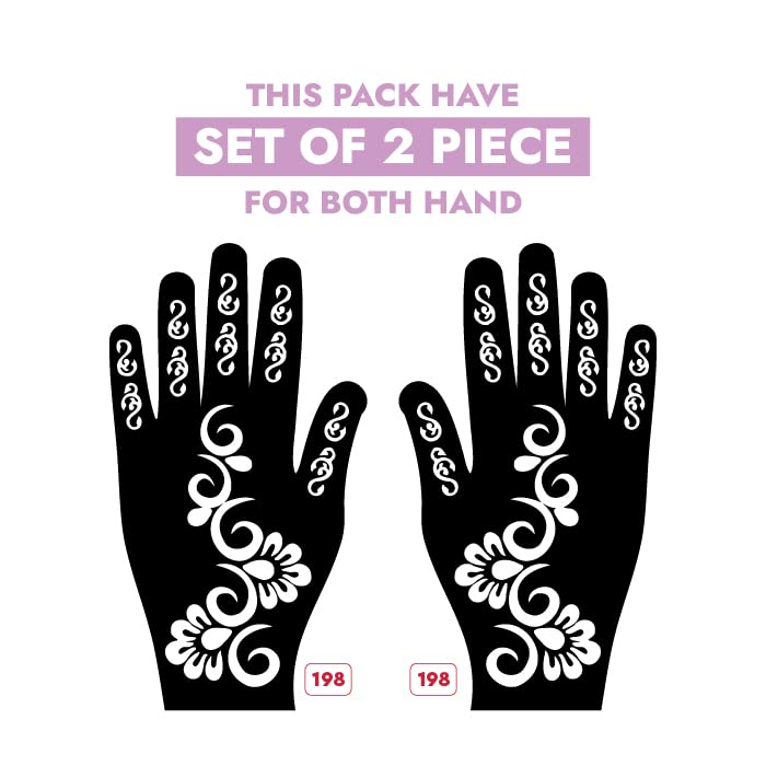 Apcute Henna Tattoo Stencils for Girls, Women & Kids – Easy to Use Temporary Tattoo Stickers with Beautiful Mehndi Designs (Design No. HB-198) – Perfect for Weddings, Festivals & DIY Body Art