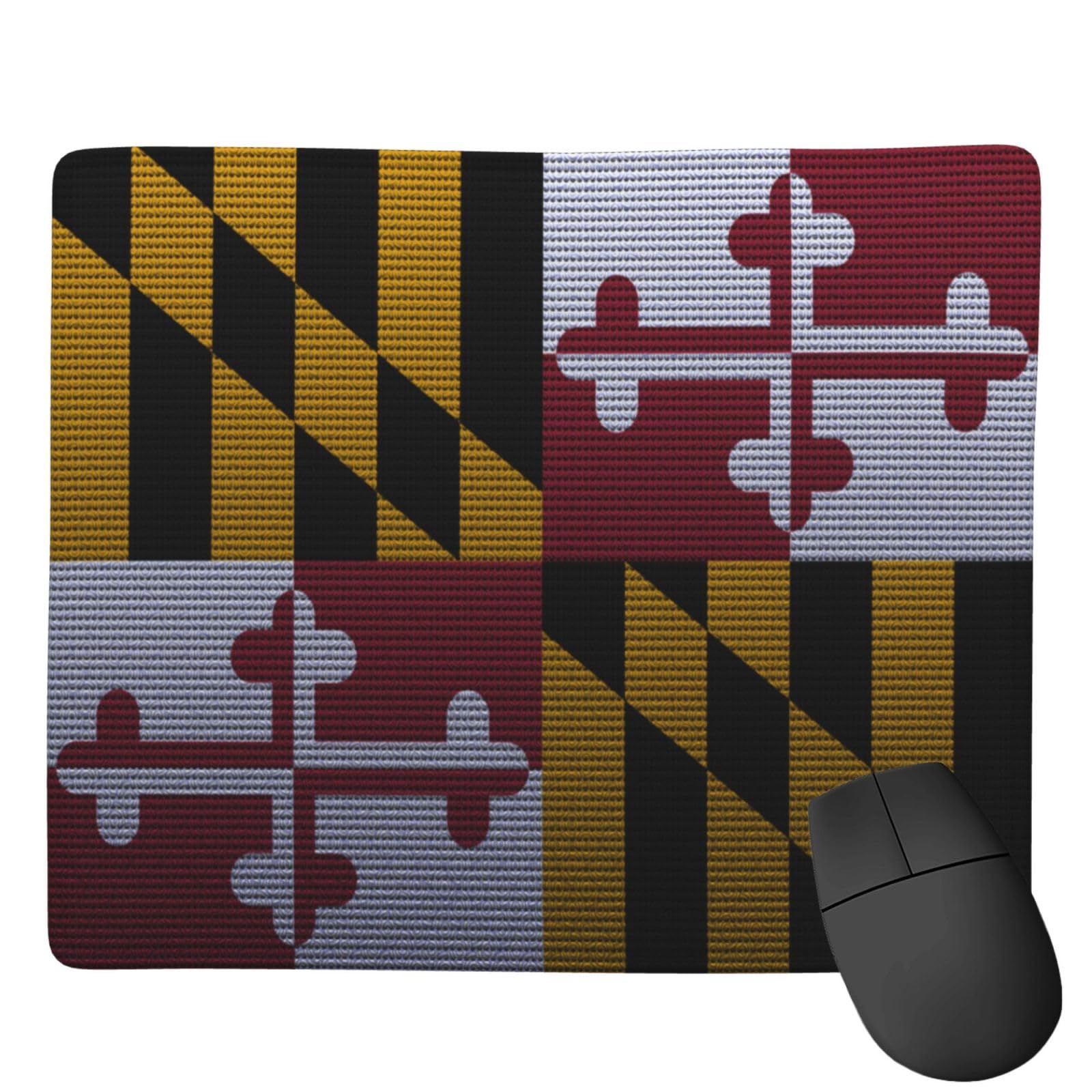 Maryland Flag Knit Effect Mouse Pad - Waterproof, Non-Slip Rubber Base - 7x9 Inch Office & Gaming Mousepad for Laptop & PC - Perfect for Home, Office & Gaming Setups