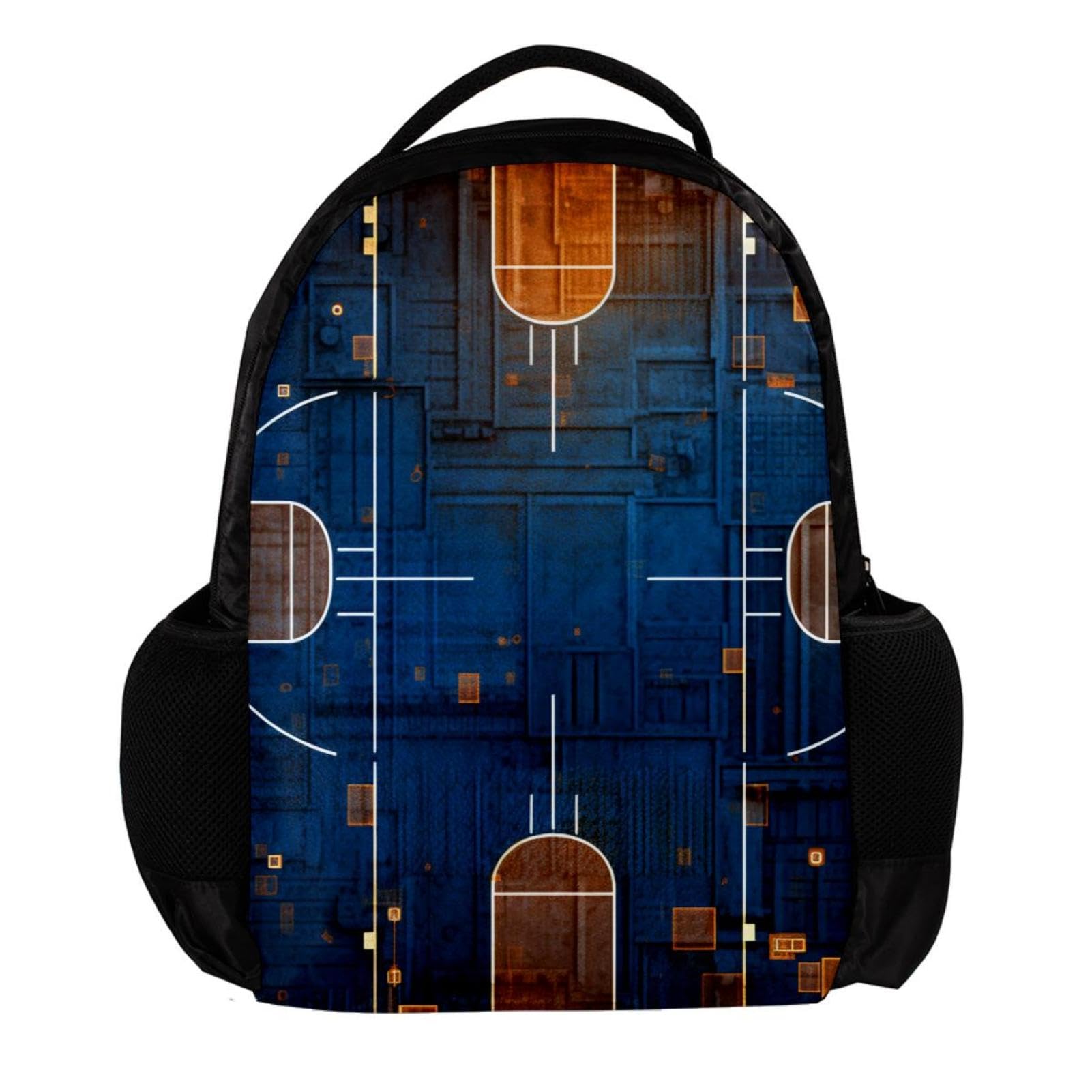 Premium Travel & Work Backpack - Durable Laptop Backpack for Men & Women - Stylish Art Basketball Court Design - Perfect for Commuting, Business Trips & School