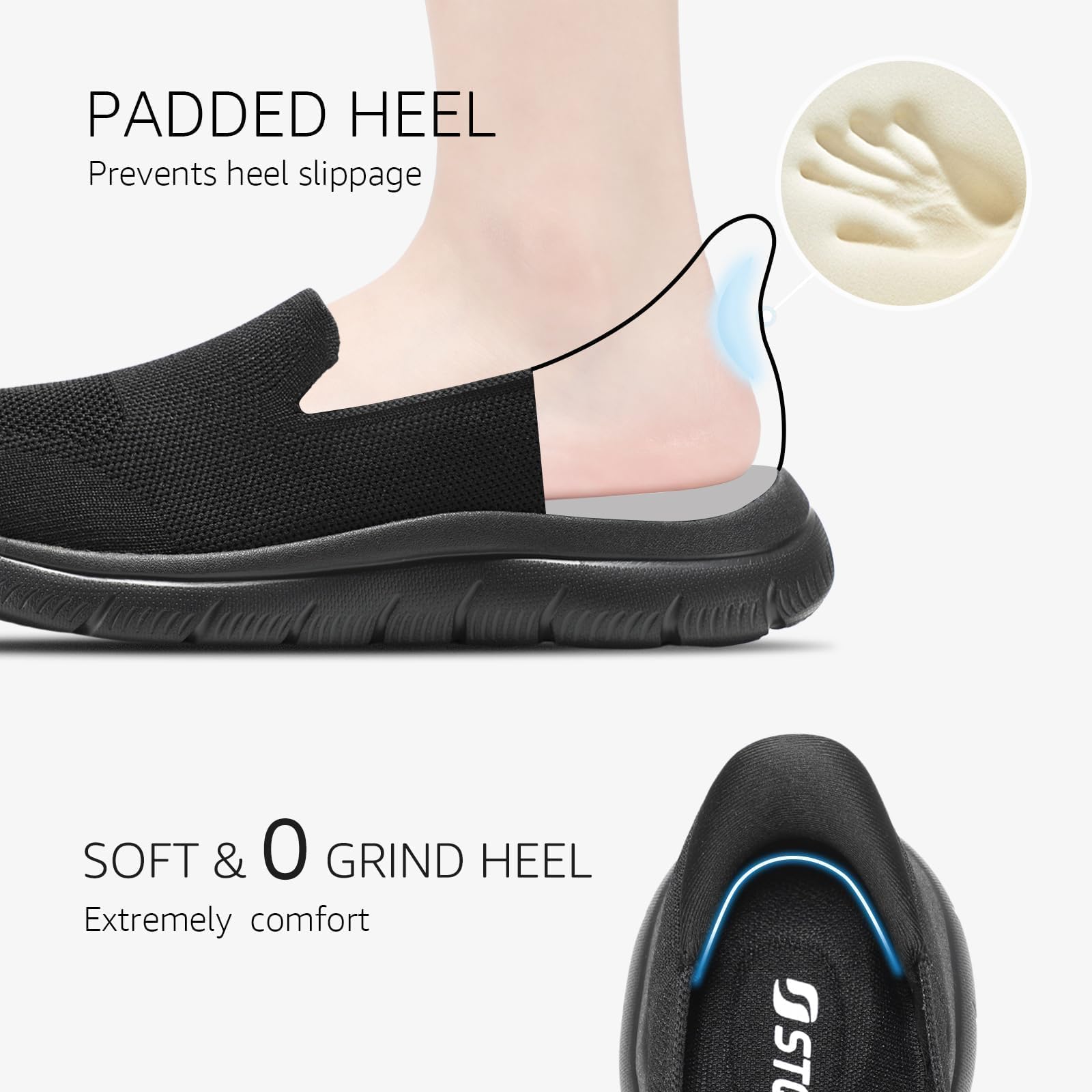 STQ Women's Slip-On Walking Sneakers - Hands-Free Orthopedic Shoes for Comfort & Support | Perfect for Walking, Travel & Everyday Wear