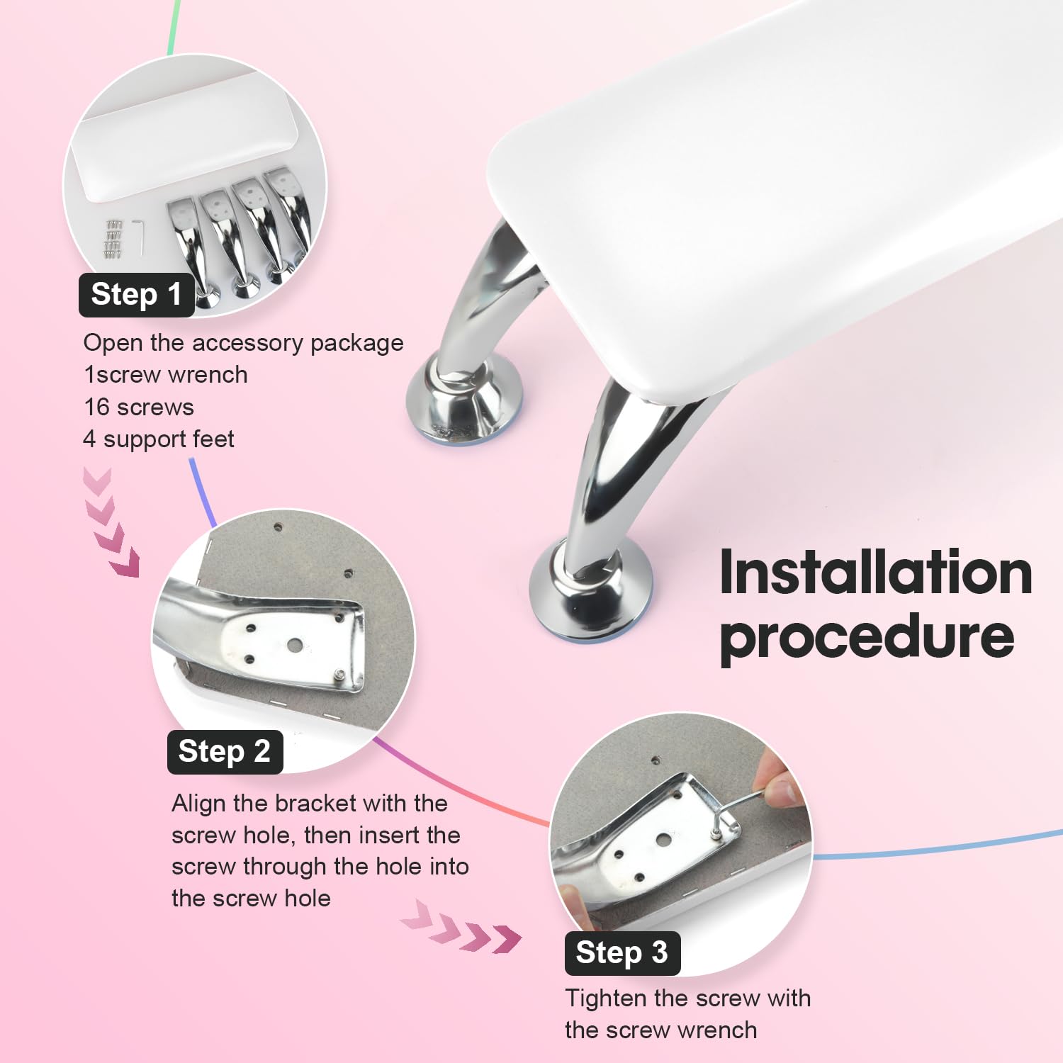 Professional Nail Tech Arm Rest with Soft Microfiber Leather - Ergonomic Hand Support for Salon & Home Manicures, Includes Nail Table Mat - Perfect for Relaxing Arms During Gel, Acrylic & Pedicure Services