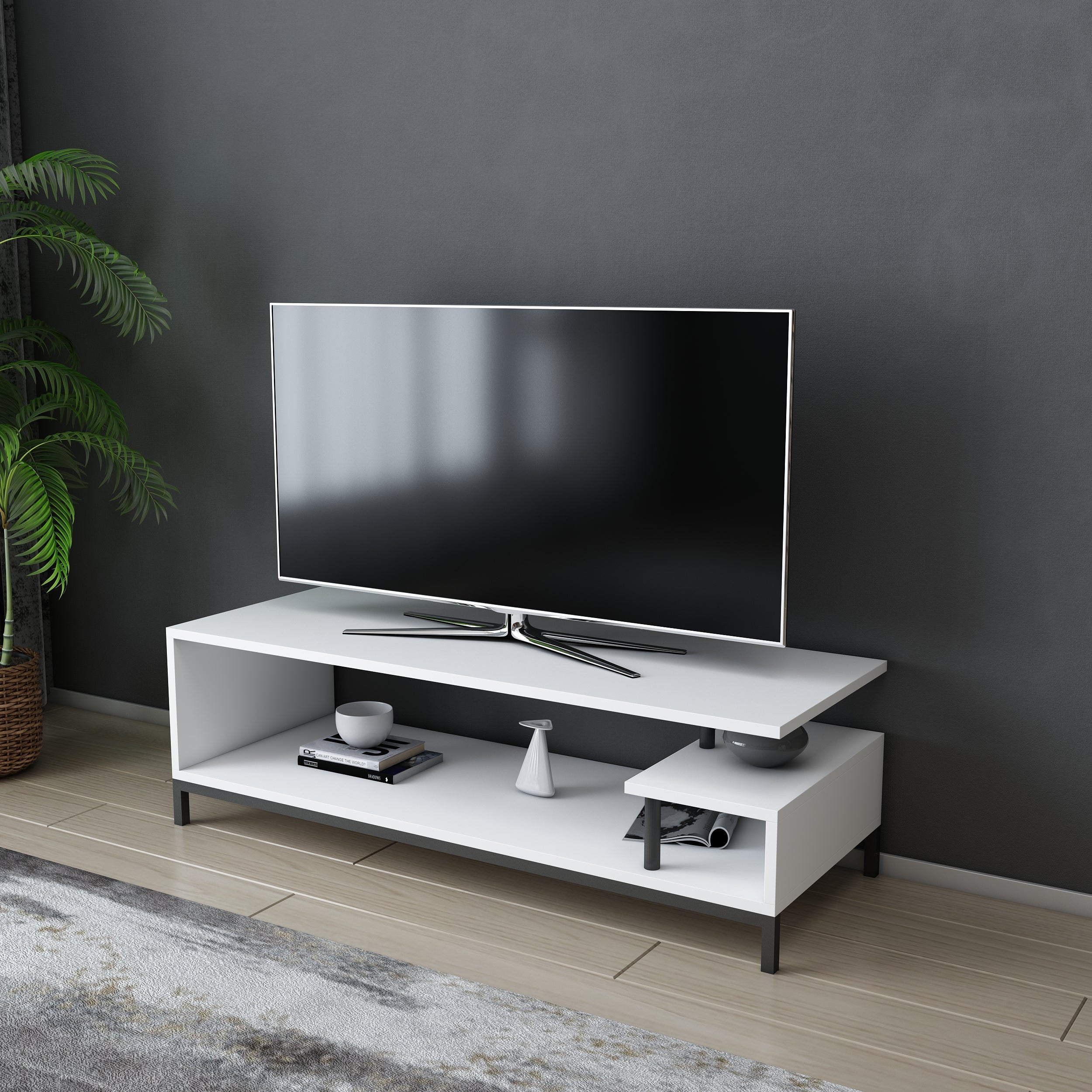 Reilly TV Stand for Living Room - Modern Entertainment Center with Storage Shelf - Perfect for Flat Screen TVs up to 65