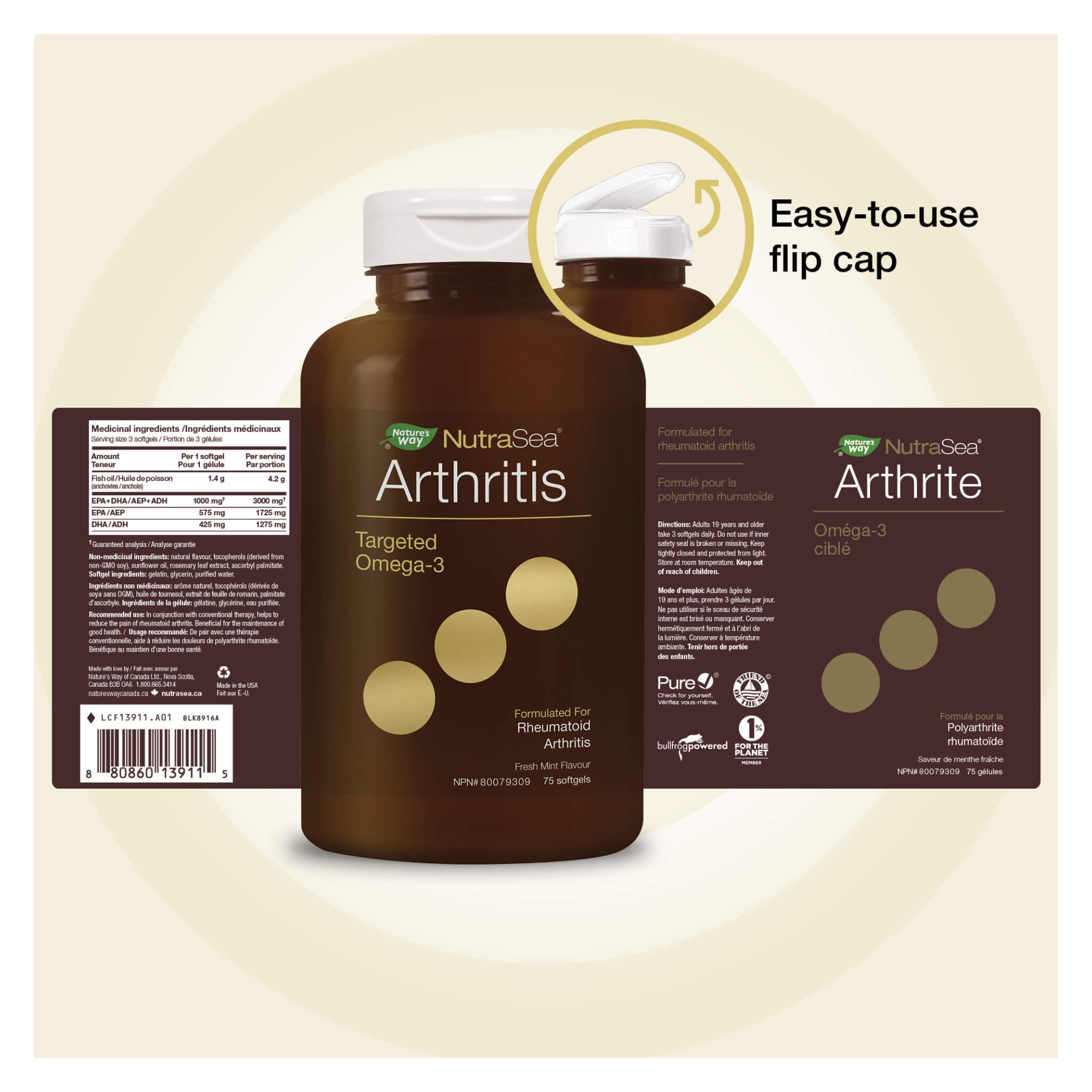 NutraSea Arthritis Targeted Omega 3 Supplement - Fresh Mint Flavor - Supports Joint Health & Mobility - Ideal for Active Lifestyles & Senior Wellness