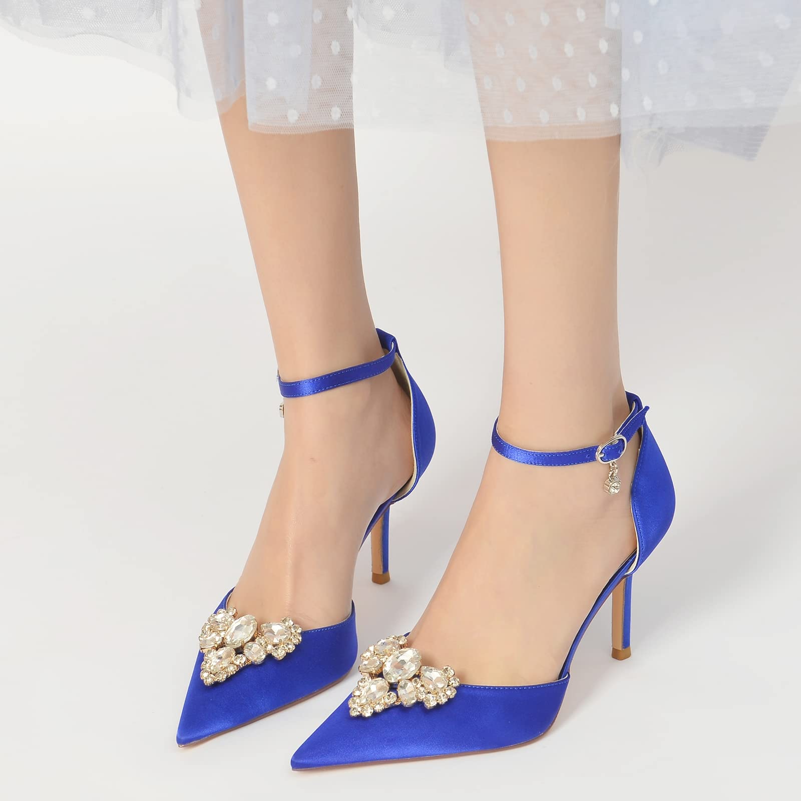 Sparkly Rhinestone Wedding Shoes for Bride – Elegant Pointed Closed Toe Heels for Wedding & Evening Dresses | Perfect for Bridal Ceremony, Reception & Formal Events