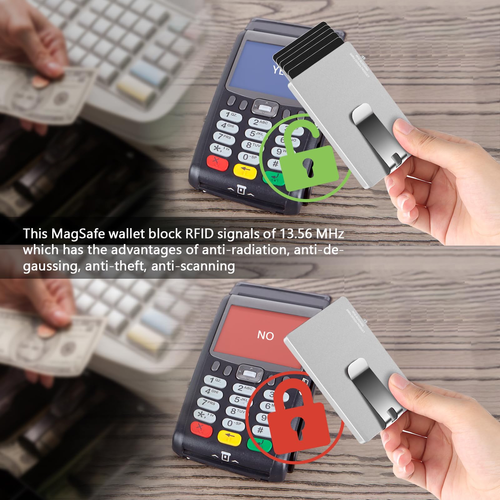 Magnetic Card Holder for Magsafe Wallet - Slim Metal Pop Up Wallet with Money Clip | Compatible with iPhone 15/14/13/12 Series & All Smartphones | Perfect for Travel, Work & Everyday Use