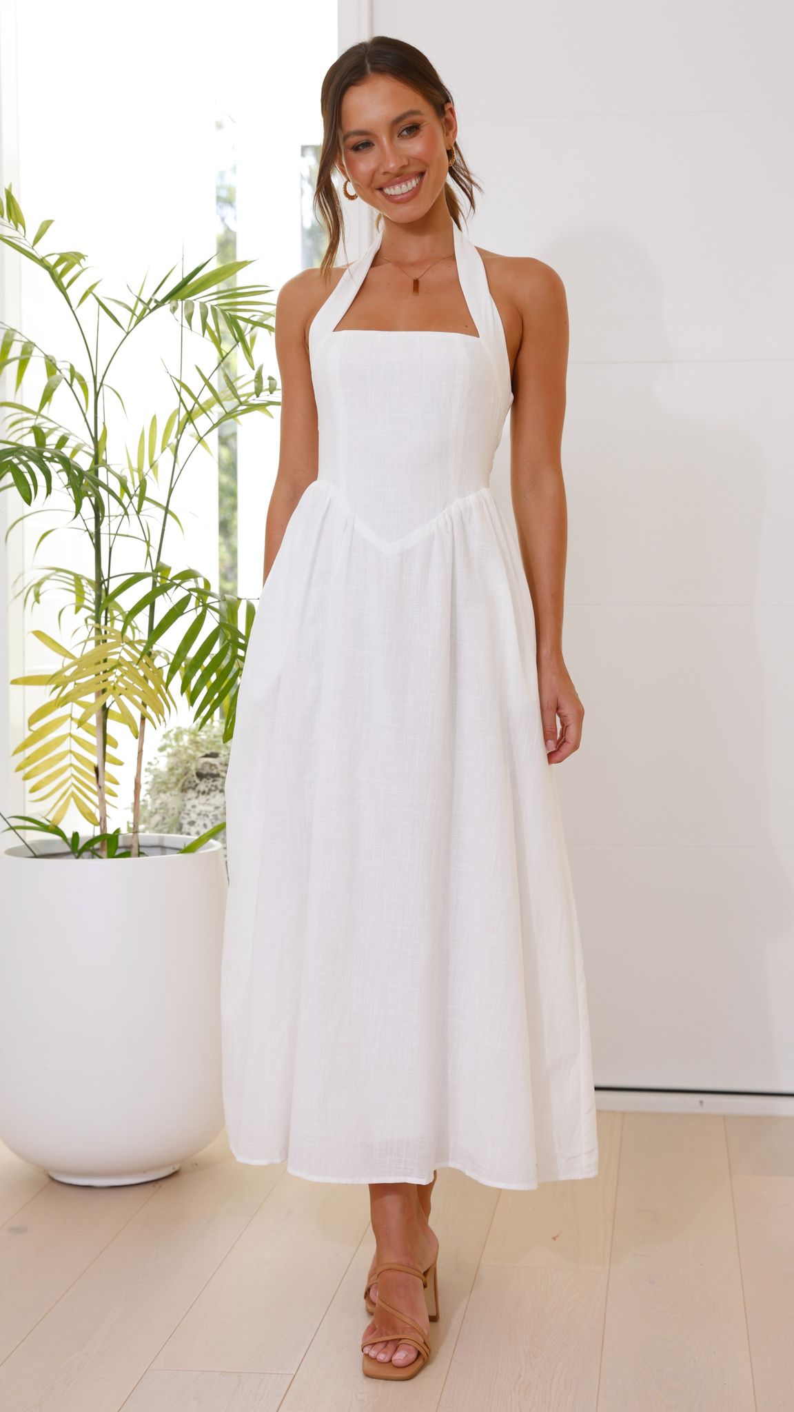 Caden Maxi Dress for Women - Elegant White Long Summer Dress with Flowy Skirt | Perfect for Beach, Vacation, and Casual Outings