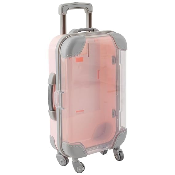 Premium False Eyelashes Packaging Box - Big Plastic Rolling Empty Lash Case with Handle, Mini Suitcase Style Candy Box (Pink, 1-Pack) - Perfect for Travel Theme Parties, Valentine's Day Gifts, Birthday Presents & Makeup Artist Storage