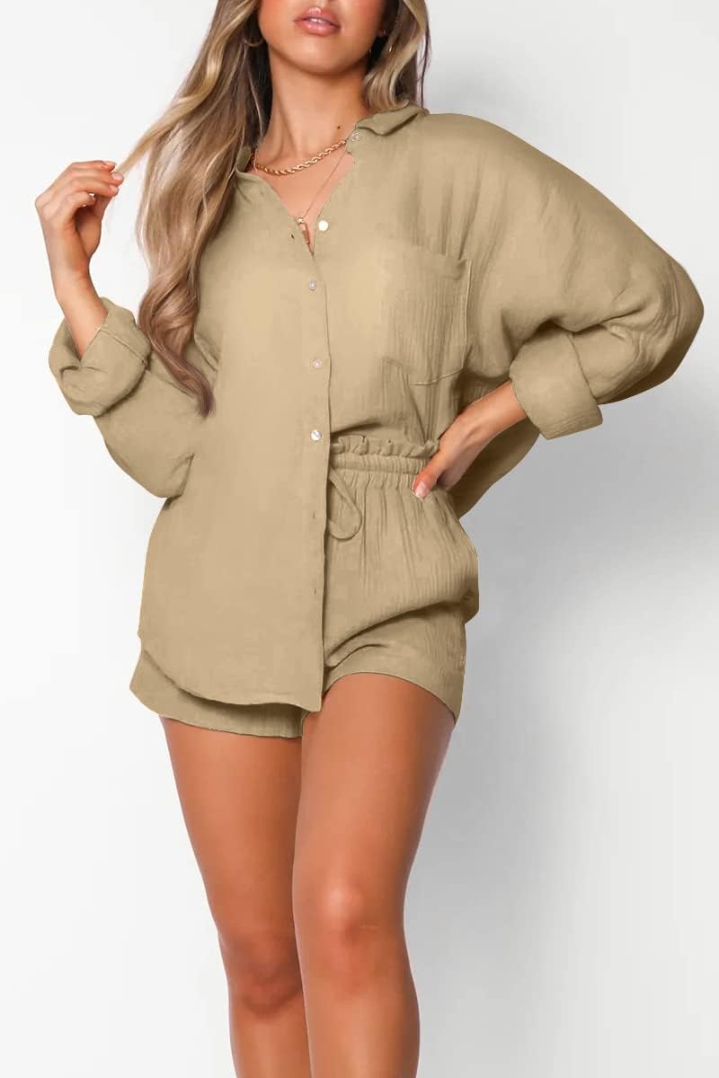 Trendy Queen Women's 2-Piece Summer Outfits - Casual Short Sets for Beach Vacation, Lounge Wear & Spring Fashion 2025 | Perfect for Pool Parties, Weekend Getaways & Cozy Home Relaxation